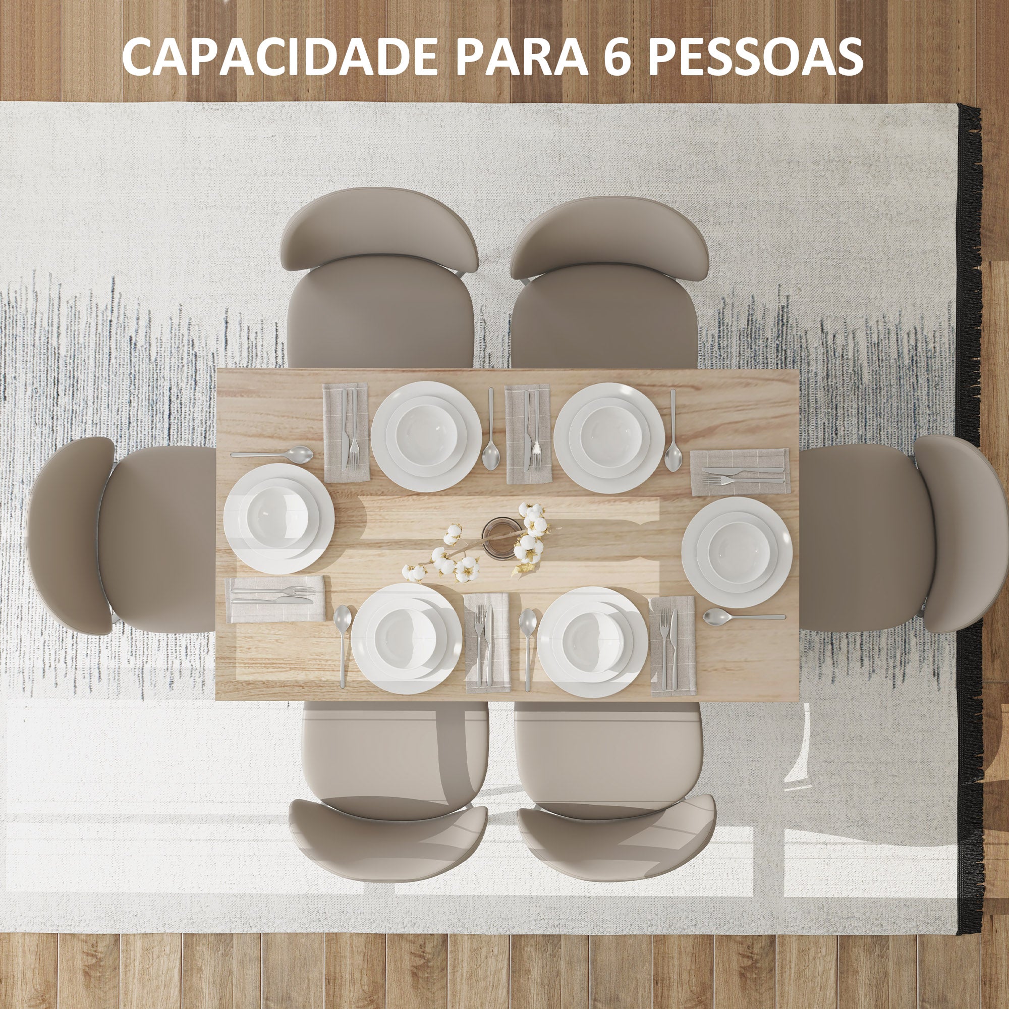 Mesa de Jantar Retangular 140x80x78 cm - Cor de Madeira Natural