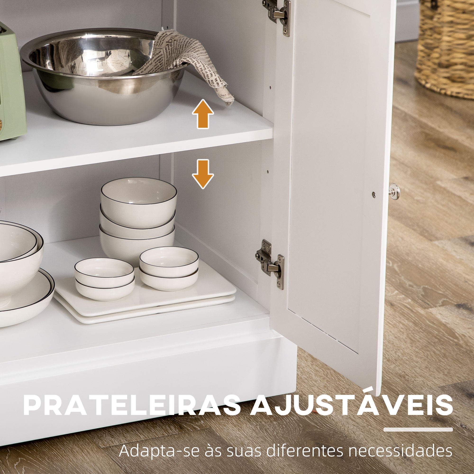 Carrinho de Cozinha Ilha com Rodas – 110x45x89 cm – Branco e Madeira – MDF e madeira de borracha