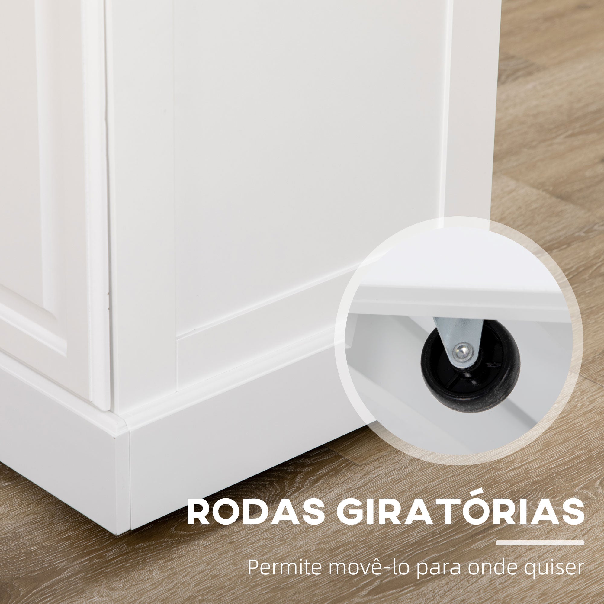 Carrinho de Cozinha Ilha com Rodas – 110x45x89 cm – Branco e Madeira – MDF e madeira de borracha