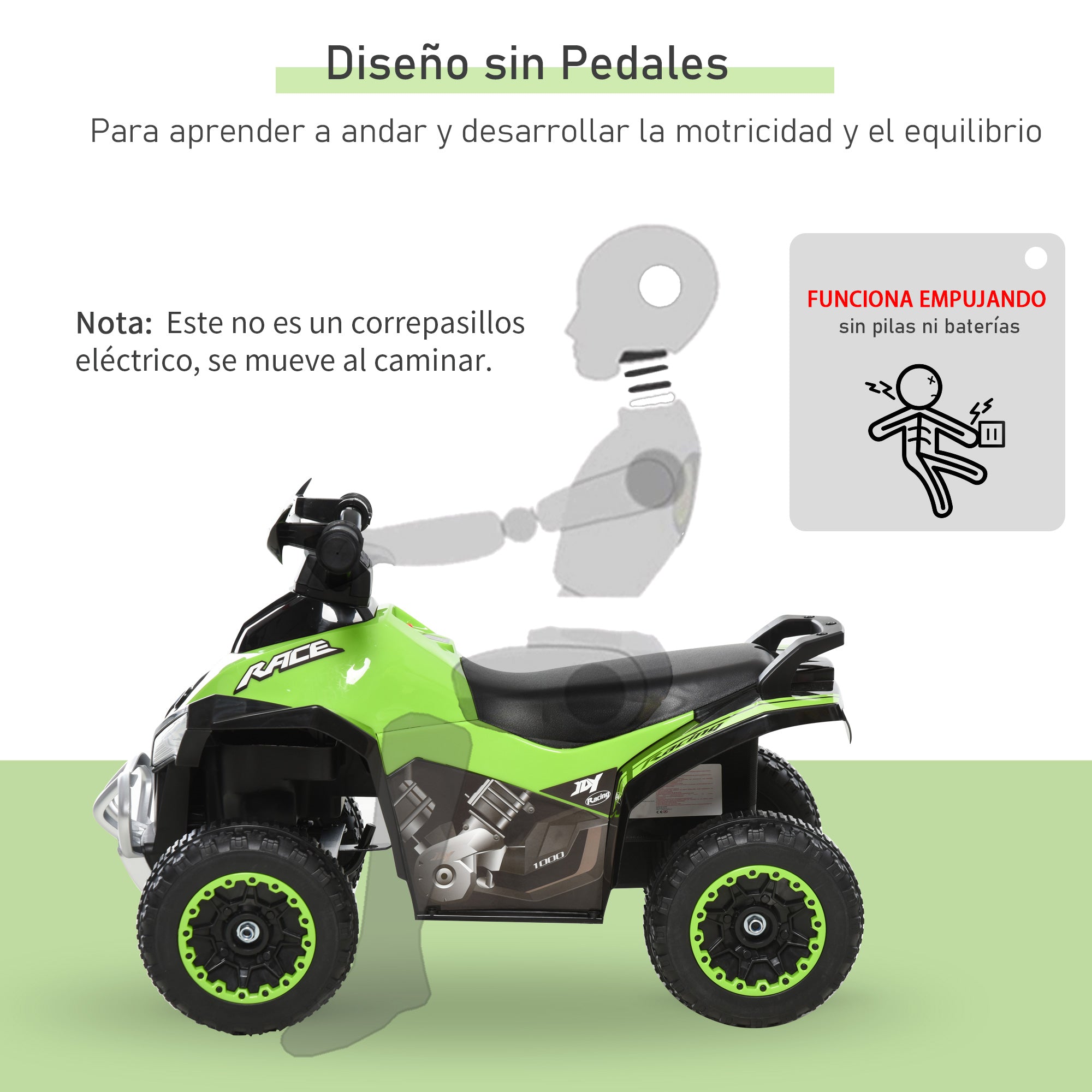 Quadriciclo Infantil 67,5x38x44 cm Verde