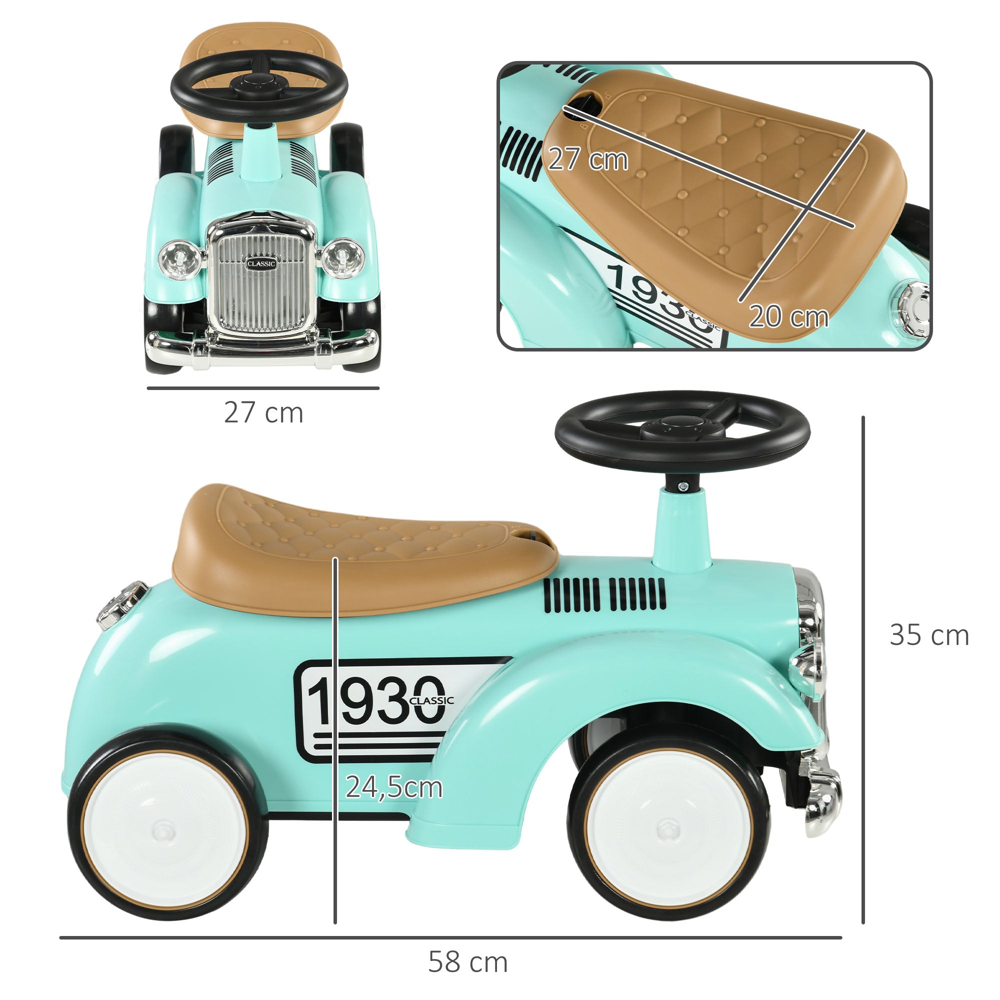 Carro Andador Infantil Verde Menta 58x27x35 cm