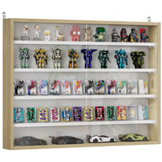 Vitrine de Parede com Prateleiras Ajustáveis e Portas Corrediças de Vidro - 80x9,5x60cm - Madeira e Branco