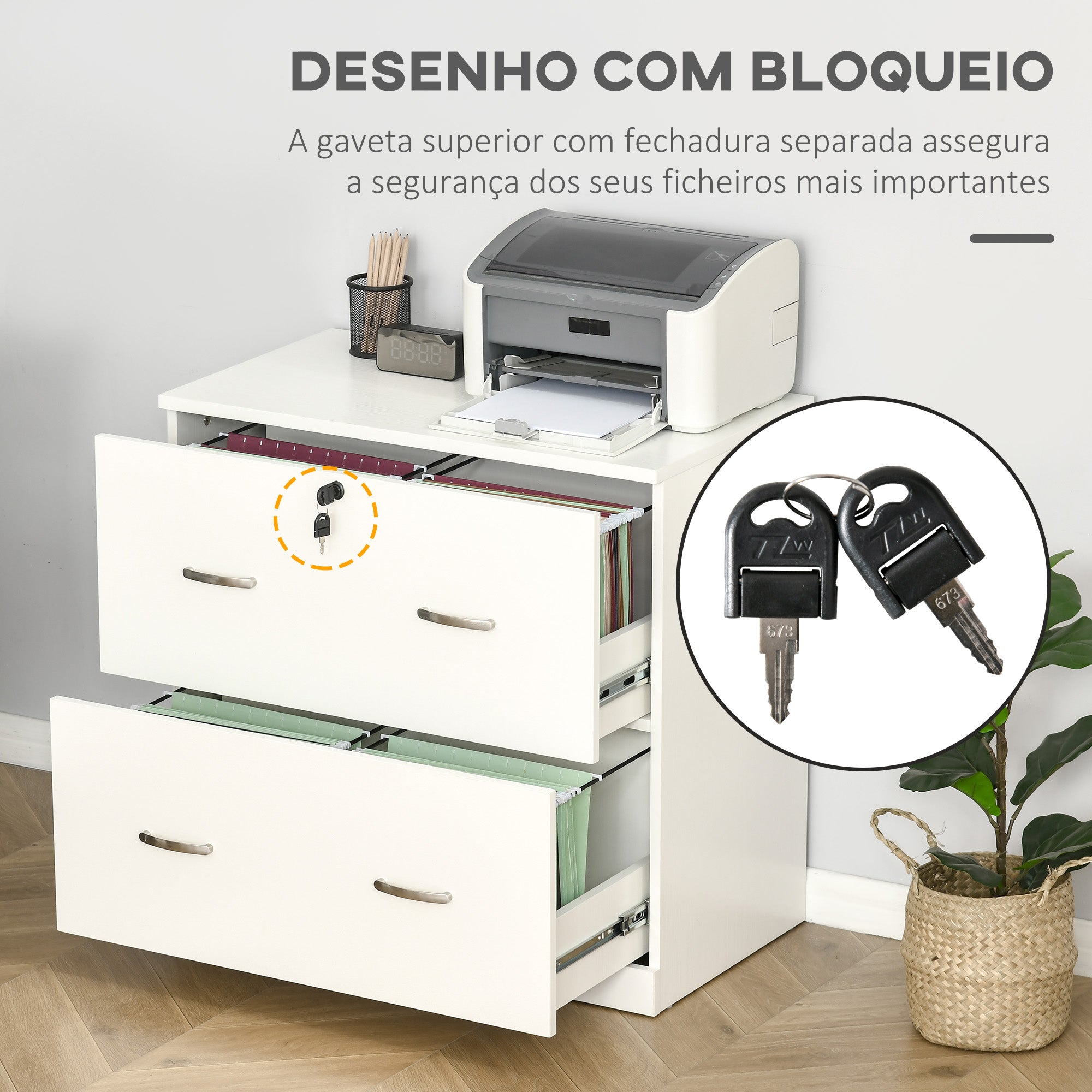 Armário de Arquivos com Gavetas - 74x42x72cm Branco
