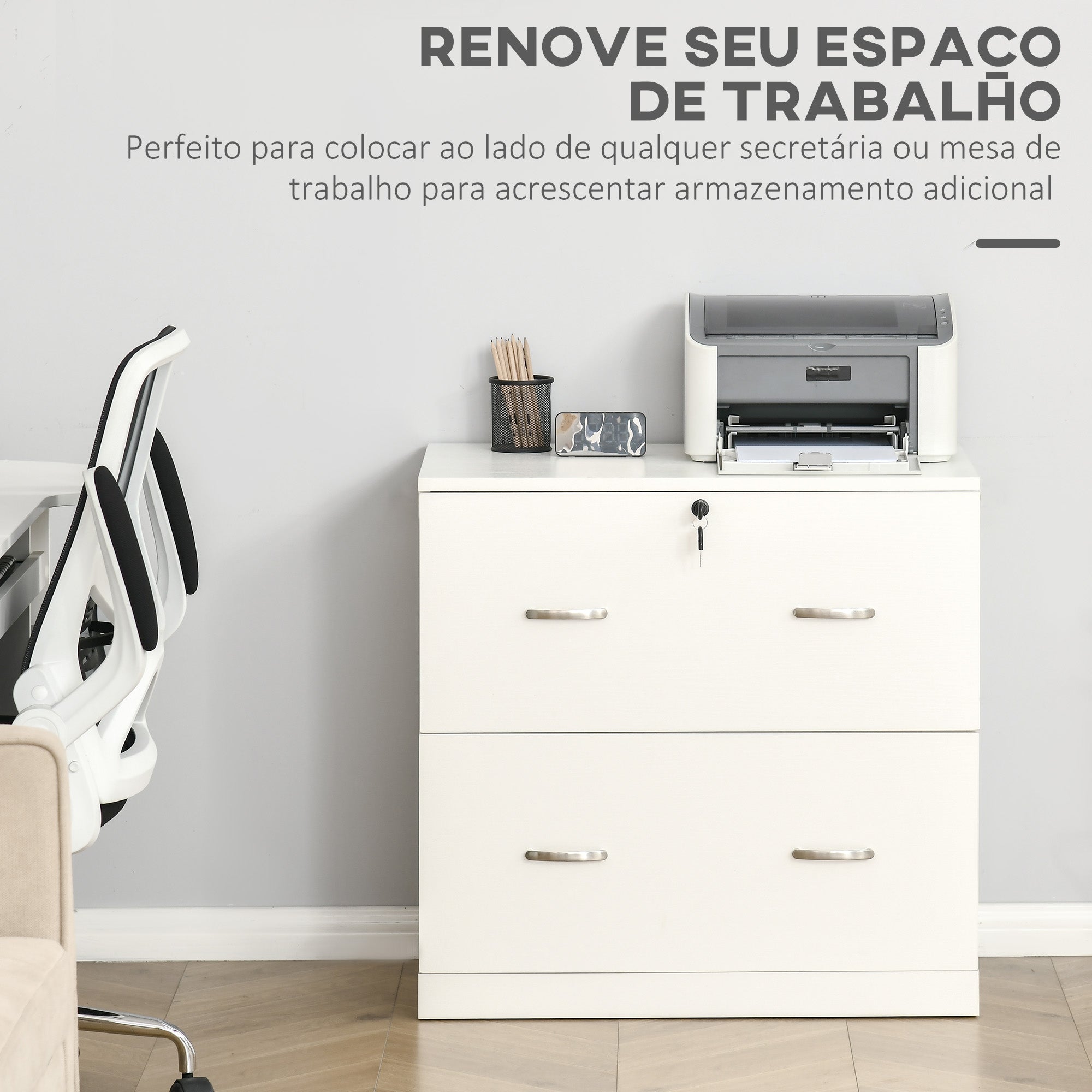 Armário de Arquivos com Gavetas - 74x42x72cm Branco