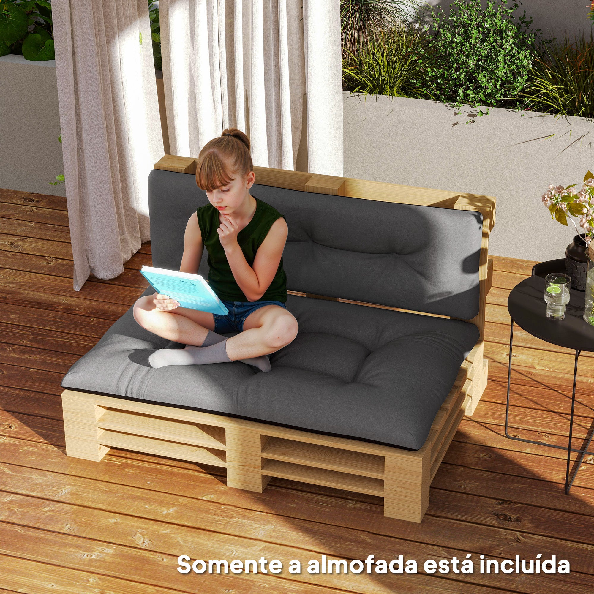 Almofadas para Paletes 120x77x10 cm - Cor Preto