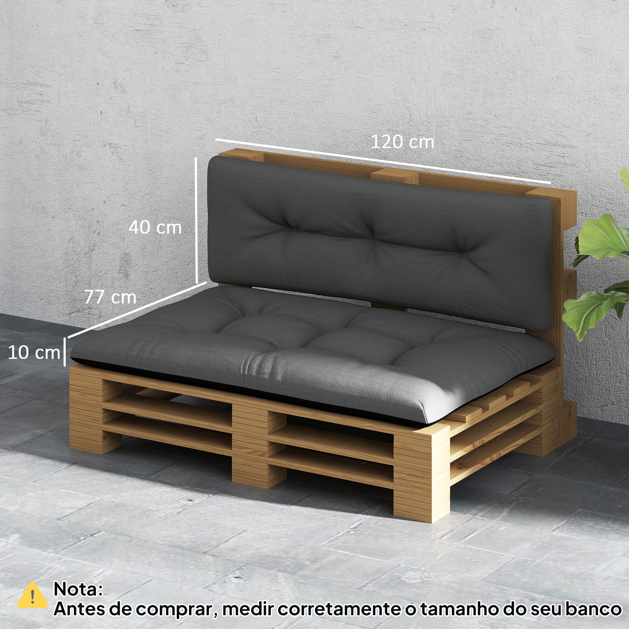 Almofadas para Paletes 120x77x10 cm - Cor Preto
