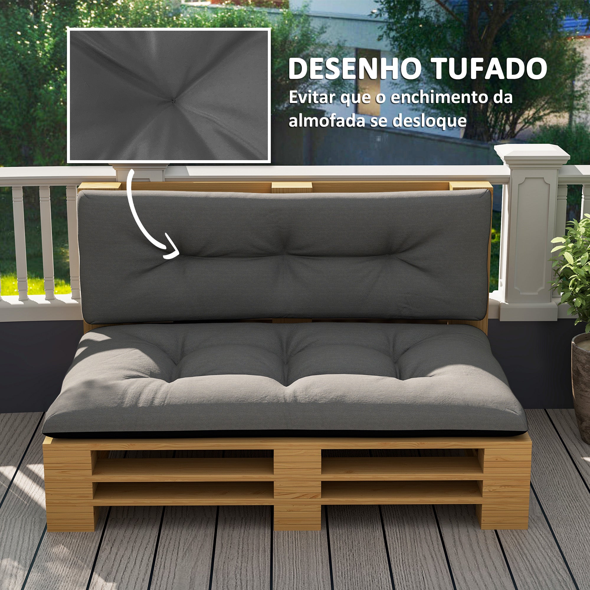 Almofadas para Paletes 120x77x10 cm - Cor Preto