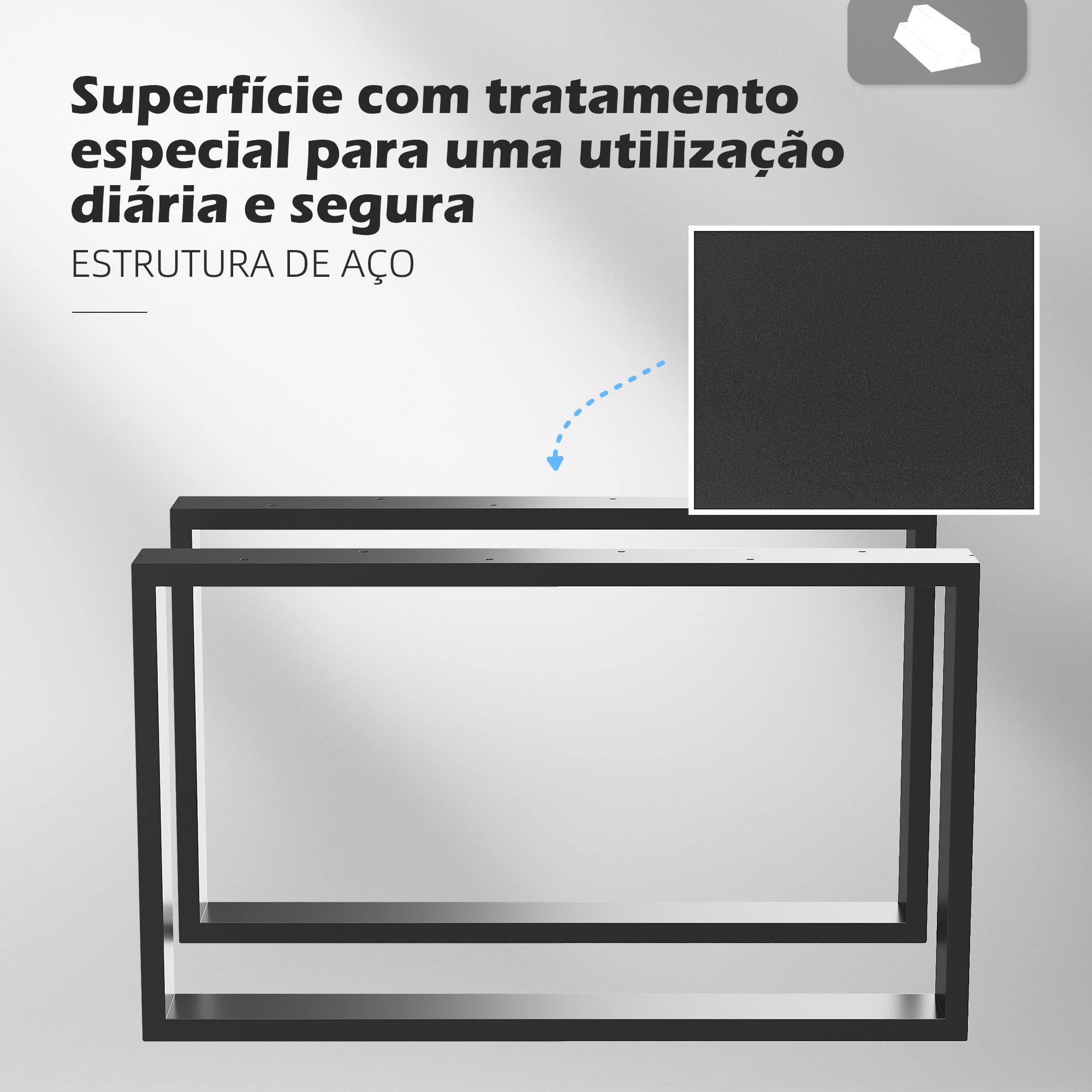 Conjunto de 2 Pés para Mesa - 70x8x41 cm - Cor Preto