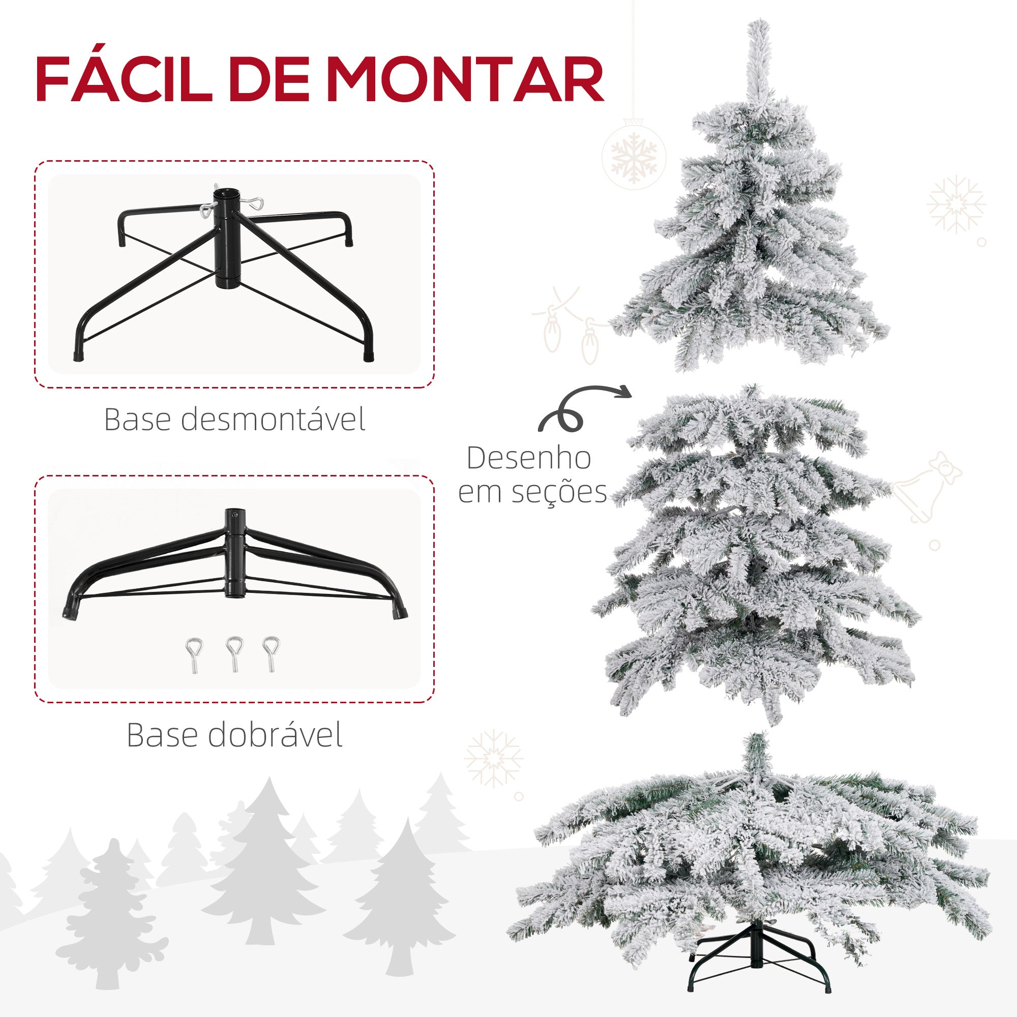 Árvore de Natal Artificial Ø116x180 cm Verde com Efeito de Neve