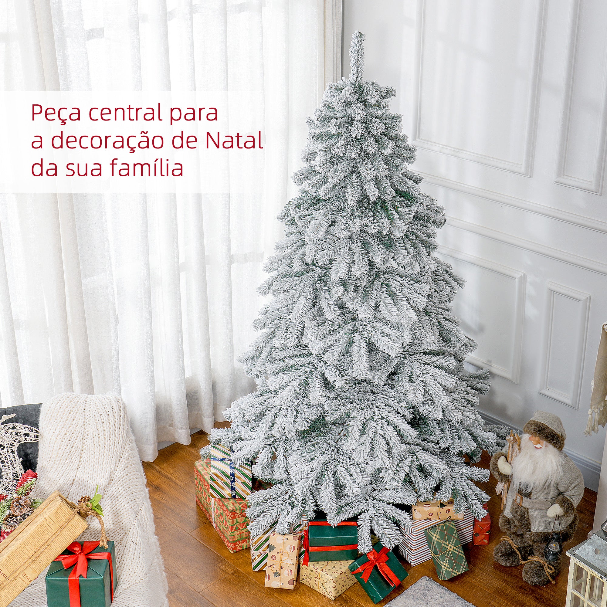 Árvore de Natal Artificial Ø116x180 cm Verde com Efeito de Neve