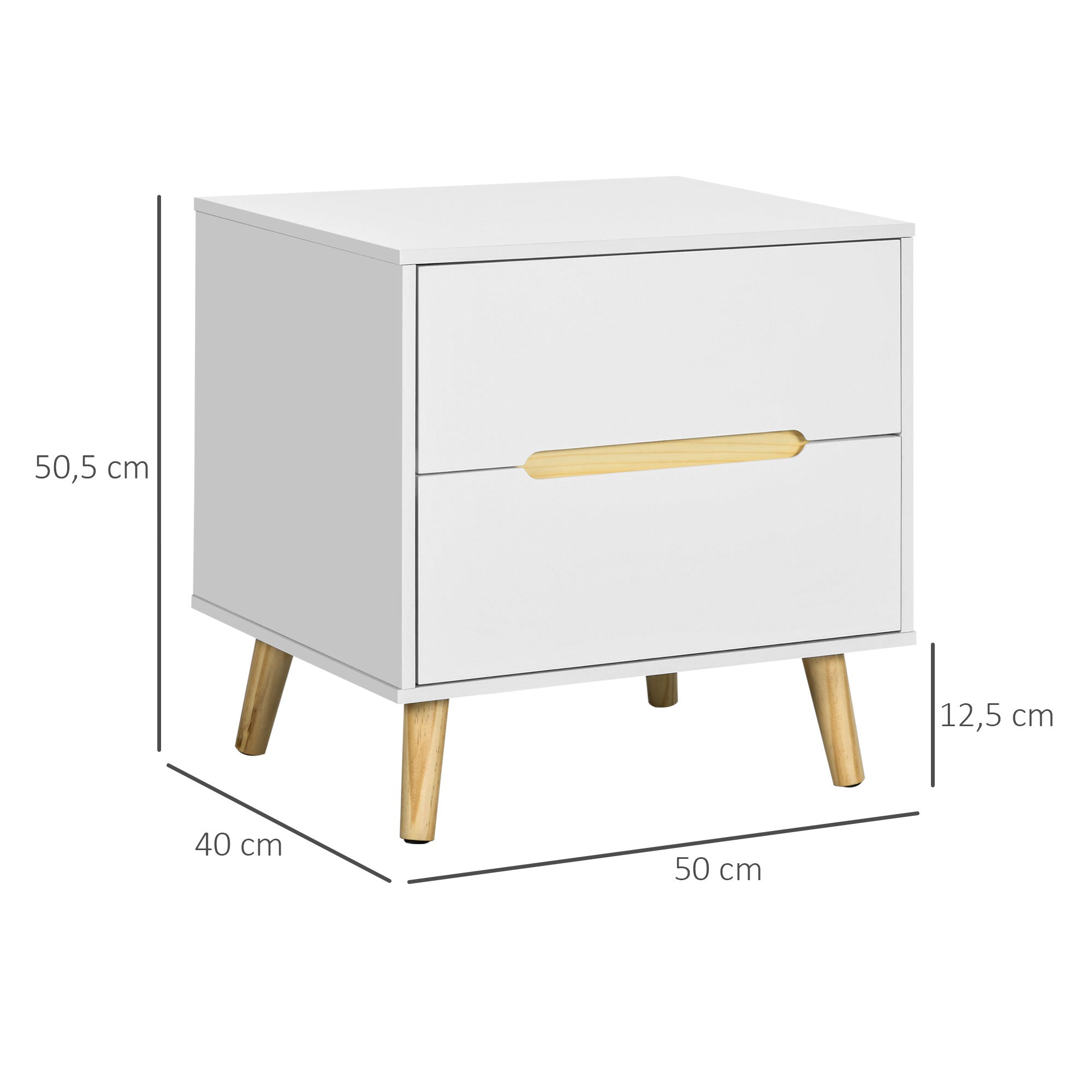 Mesa de Cabeceira Moderna Branca 50x40x50.5cm