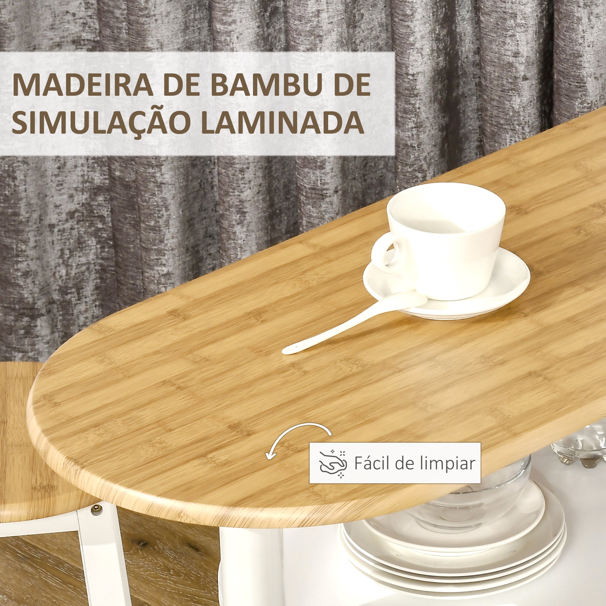 Conjunto de Mesa de Bar com Gaveta e Bancos – 119x38.5x88.5 cm – Branco – MDF e Aço