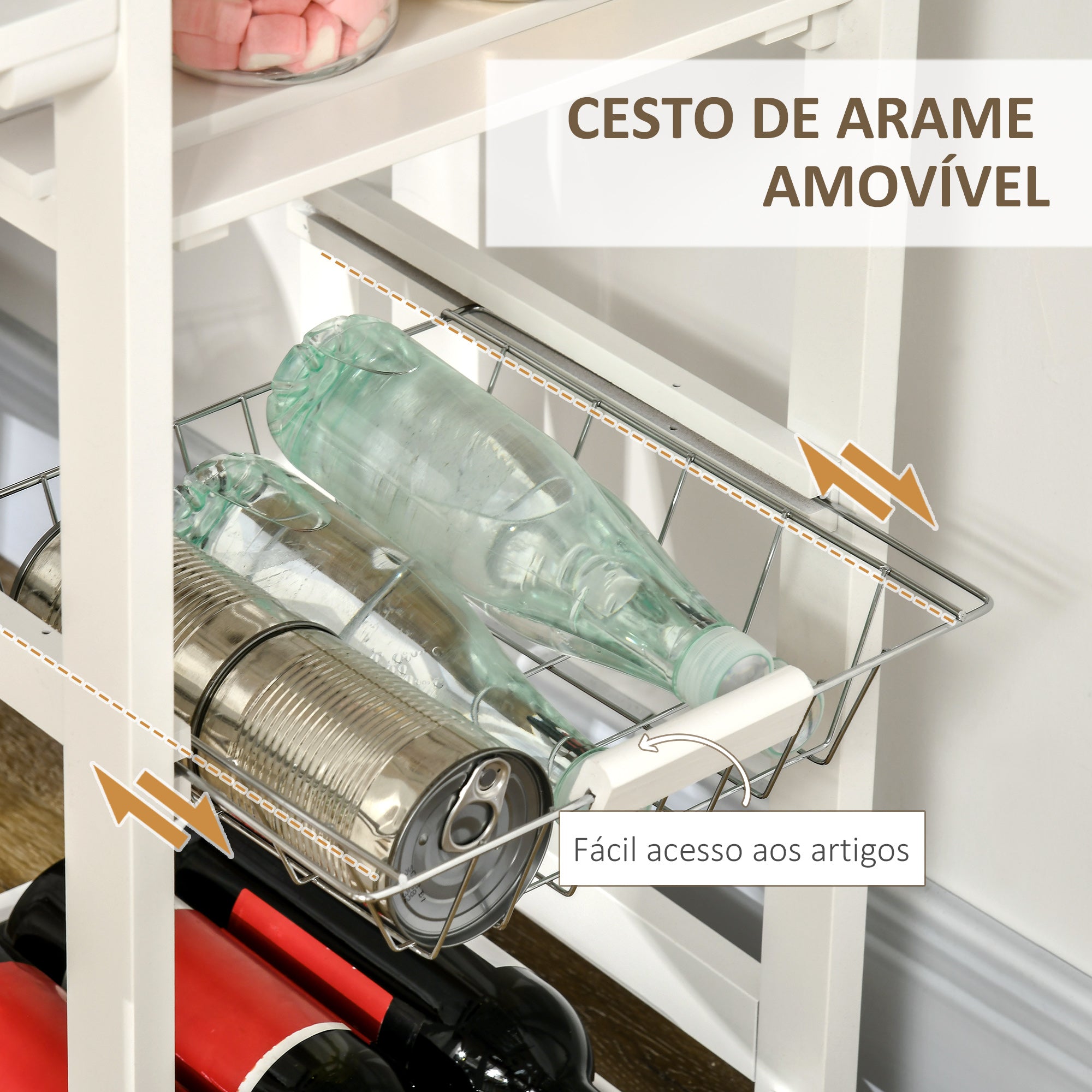 Conjunto de Mesa de Bar com Gaveta e Bancos – 119x38.5x88.5 cm – Branco – MDF e Aço