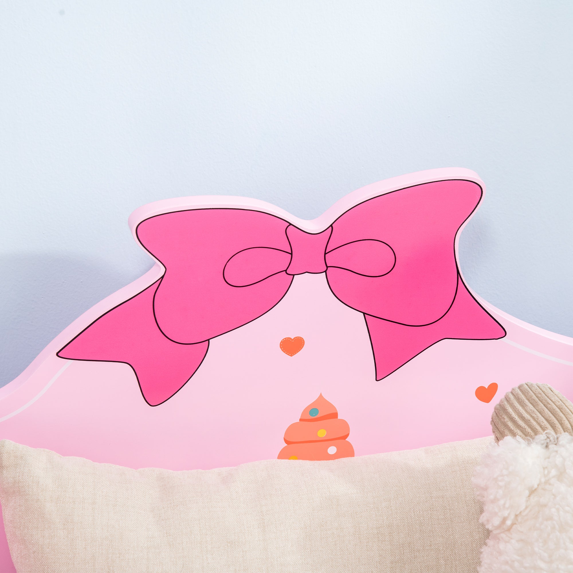 Cama Infantil de Madeira Rosa 143x74x59cm para Crianças de 3-6 Anos