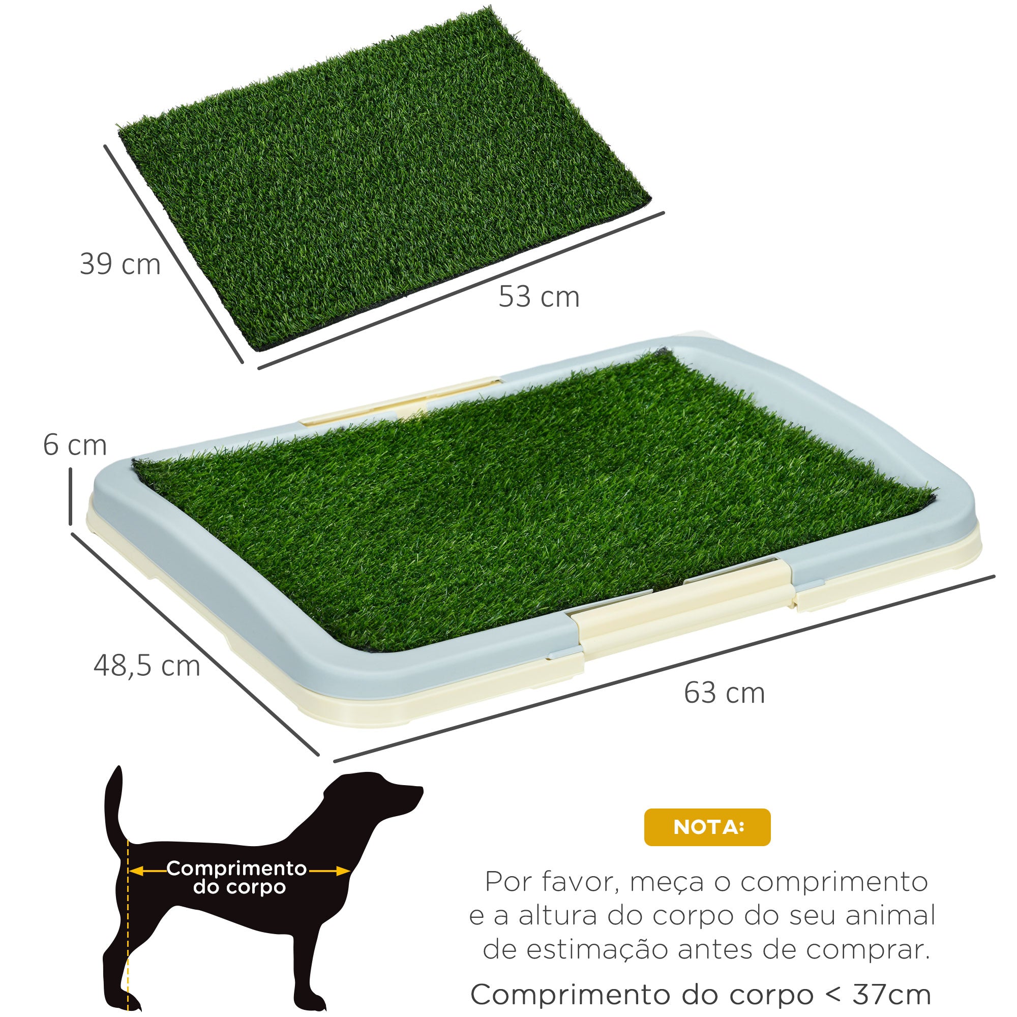 Sanita para Cães com Relva Artificial 63x48,5x6 cm - Verde