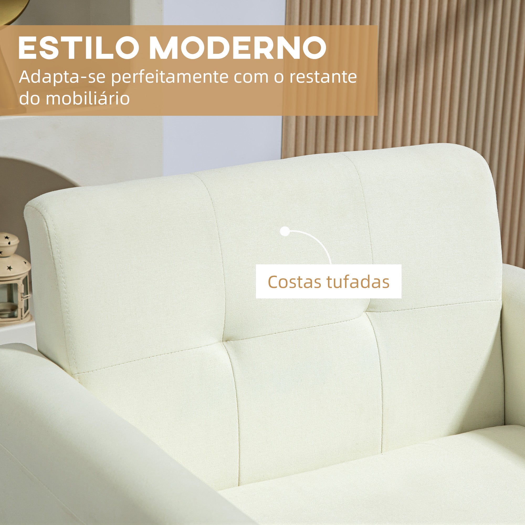 Poltrona Sala de Estar Confortável Creme Branco 78x70x75 cm