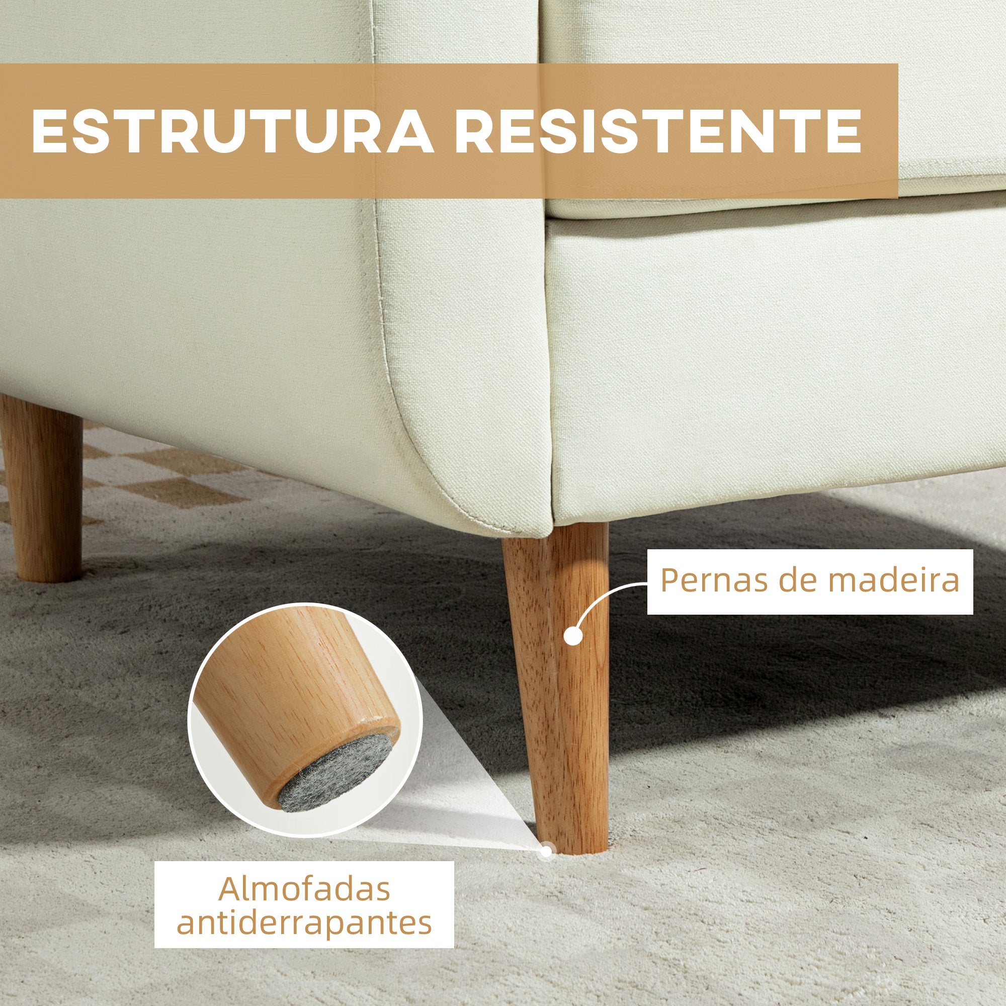 Poltrona Sala de Estar Confortável Creme Branco 78x70x75 cm