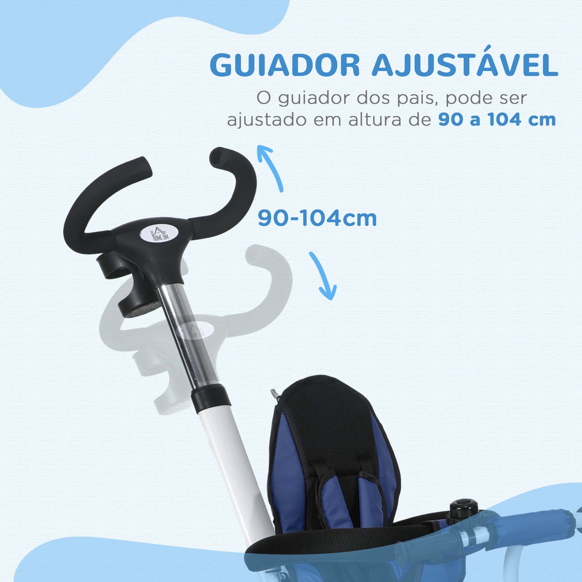 Triciclo Evolutivo Azul 112x50x104 cm para Crianças de 12-60 Meses