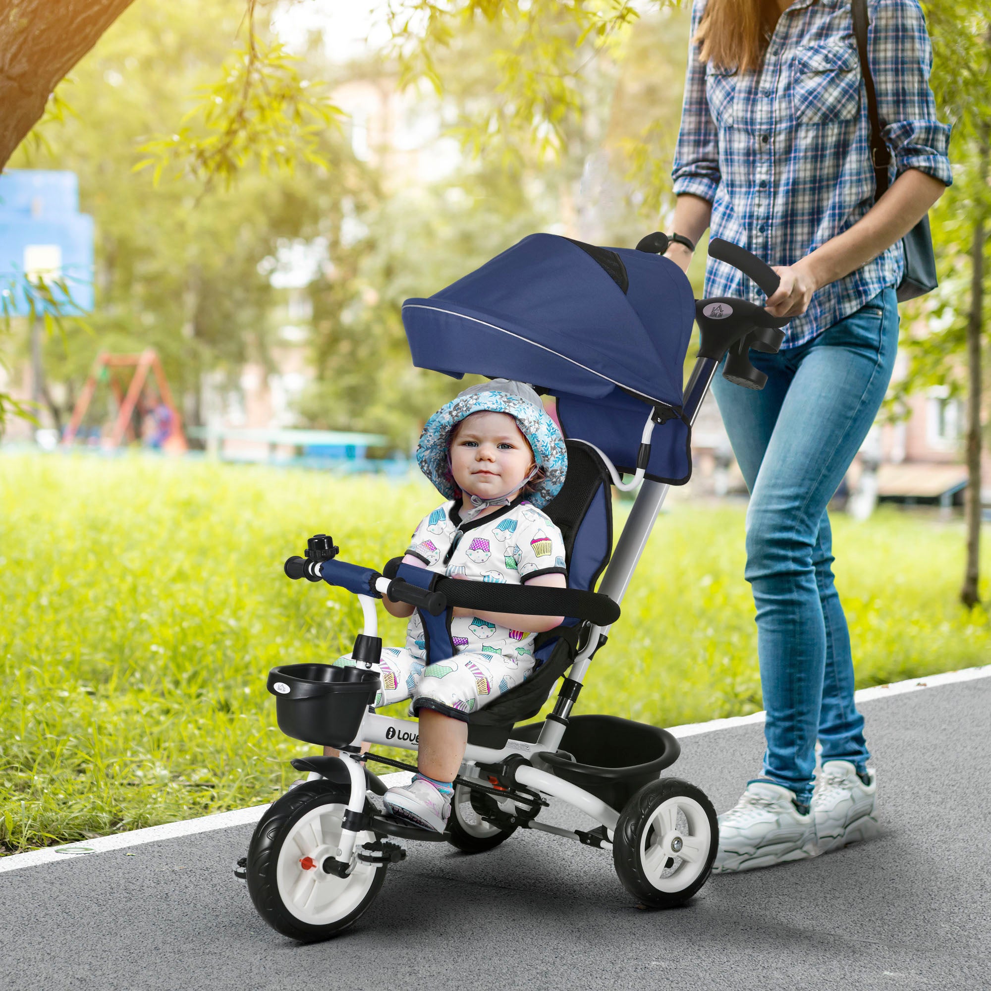 Triciclo Evolutivo Azul 112x50x104 cm para Crianças de 12-60 Meses