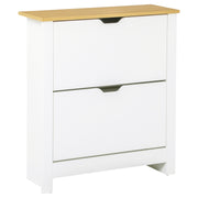 Sapateira Estreita Branca com 2 Gavetas Basculantes - 72x26x80 cm