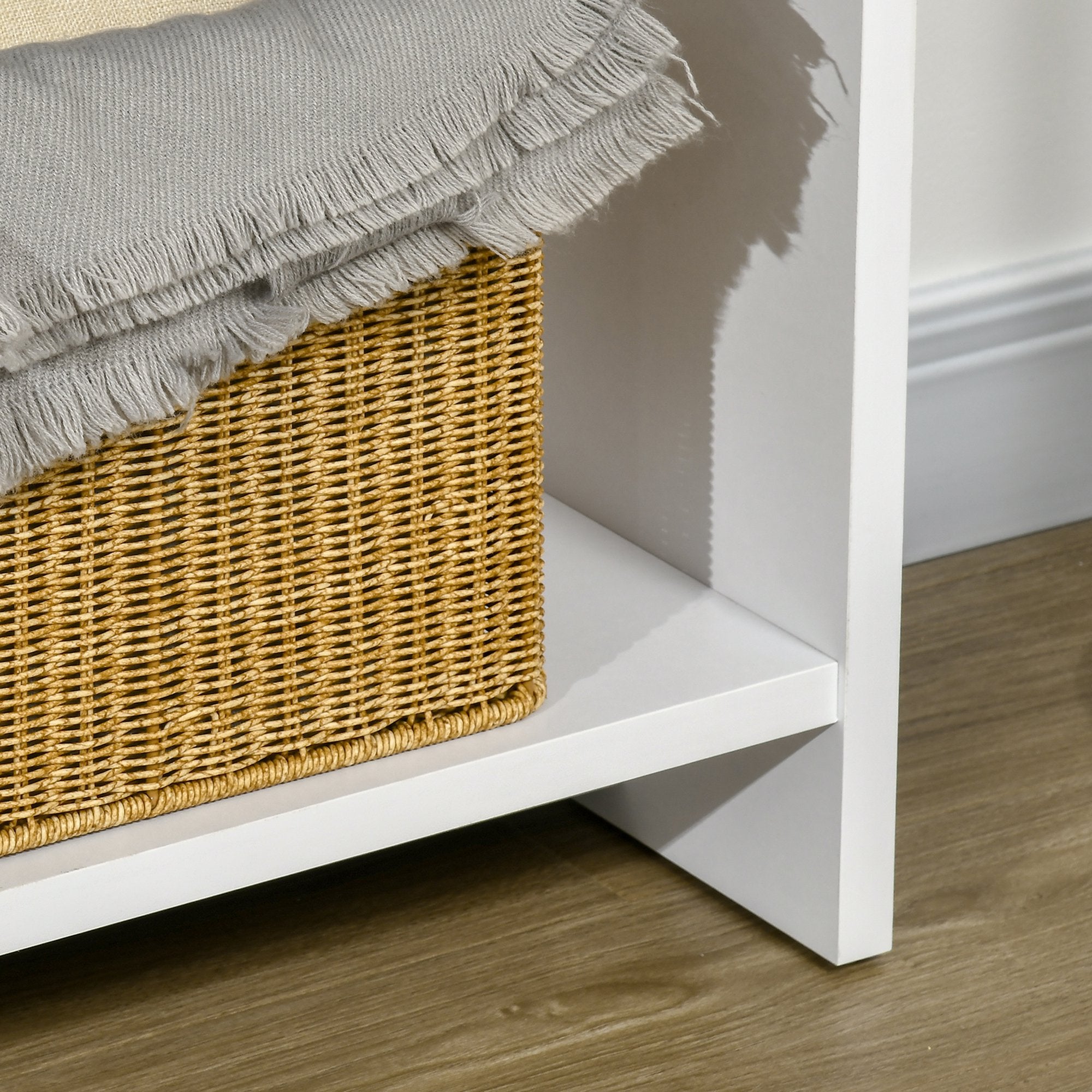 Mesa Consola com 2 Gavetas e Prateleira de Armazenamento - 101,6x28x76,2 cm - Branco