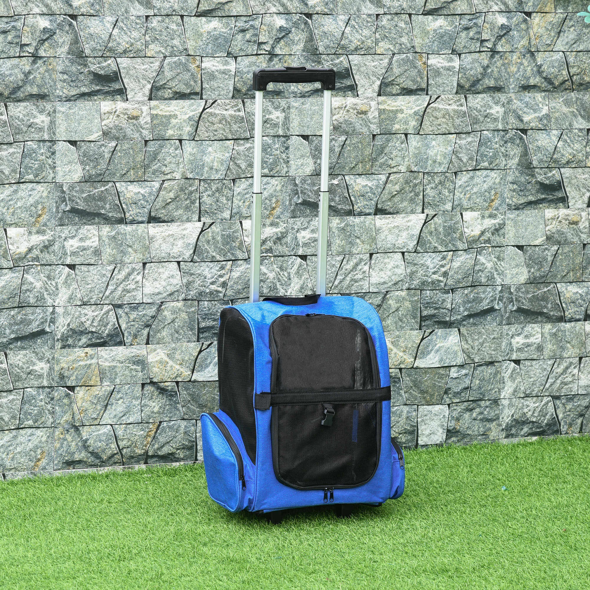 Transportadora 2 em 1 para Animais de Estimação - 42x25x55cm Azul