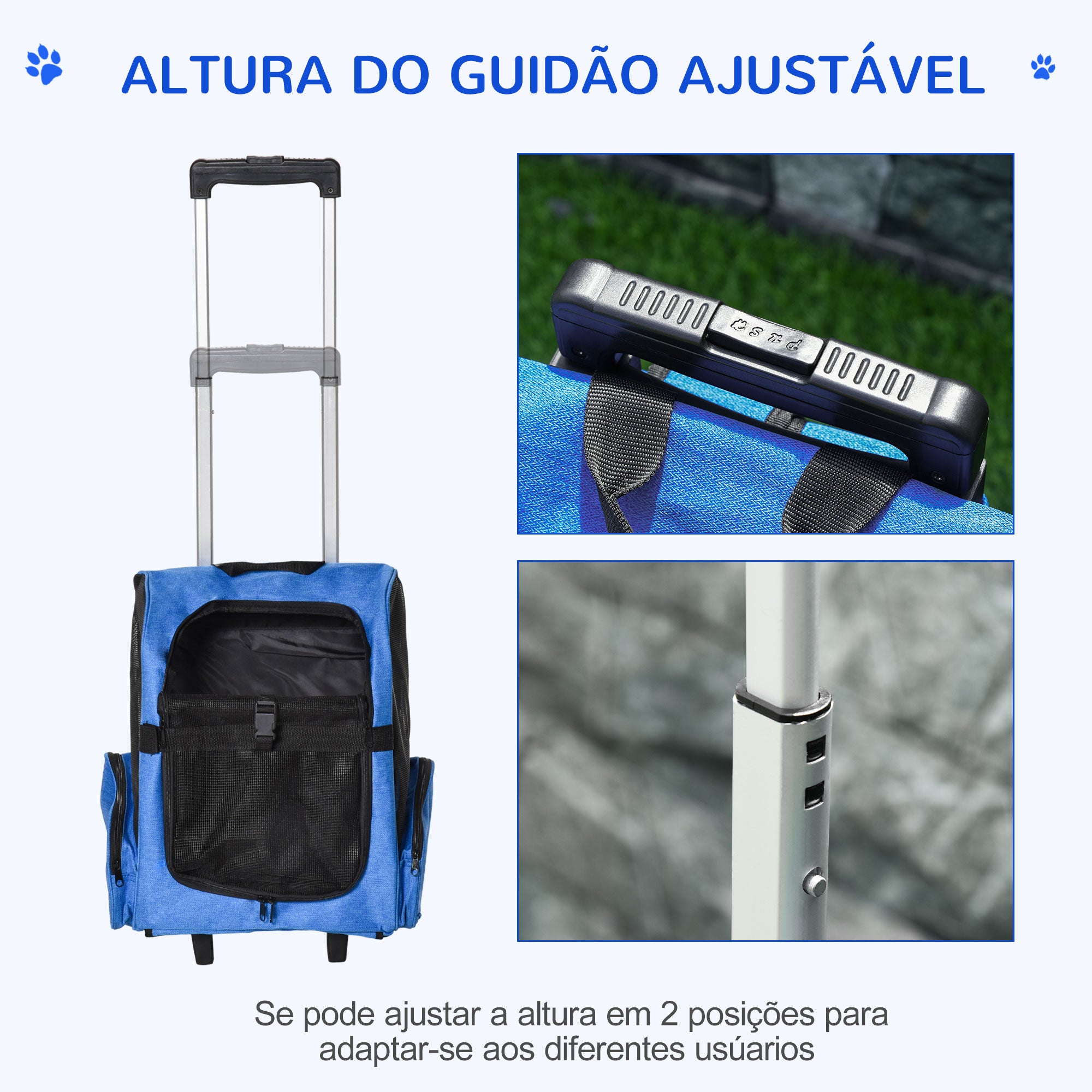 Transportadora 2 em 1 para Animais de Estimação - 42x25x55cm Azul