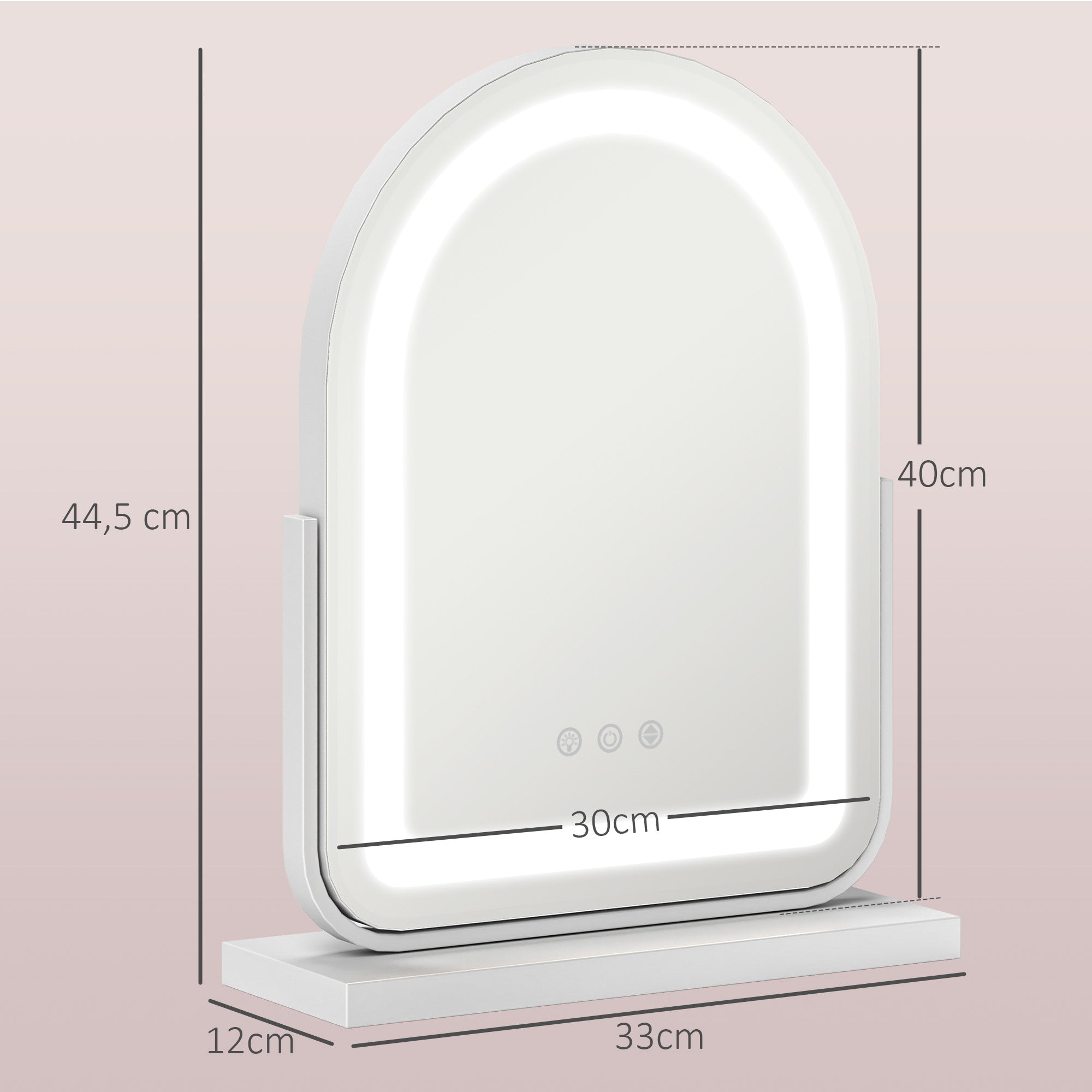 Espelho de Maquilhagem LED Giratório 360° – 33x44,5x12 cm – Branco – Vidro e metal