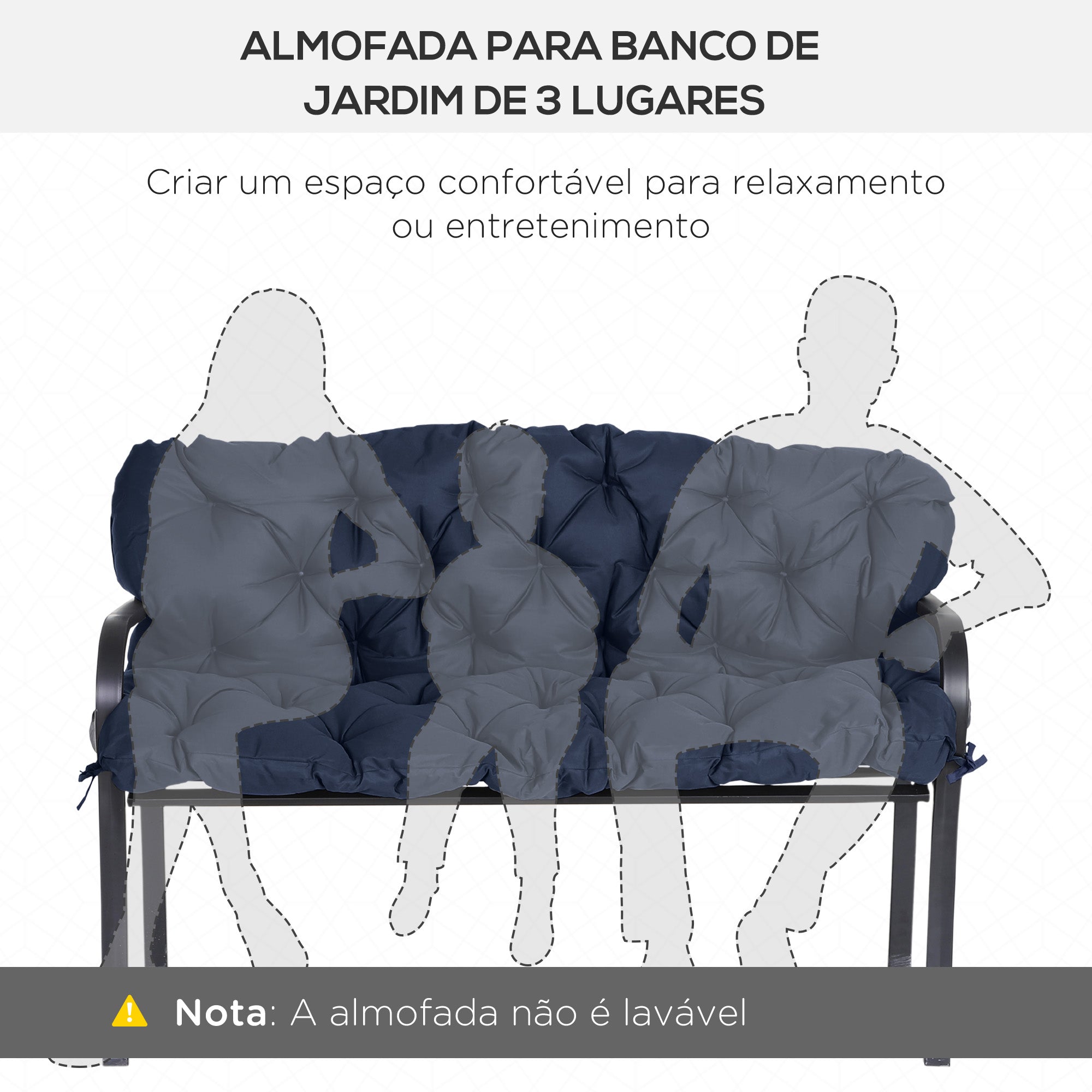 Almofada para Banco 150x98x8cm Azul Marrinho
