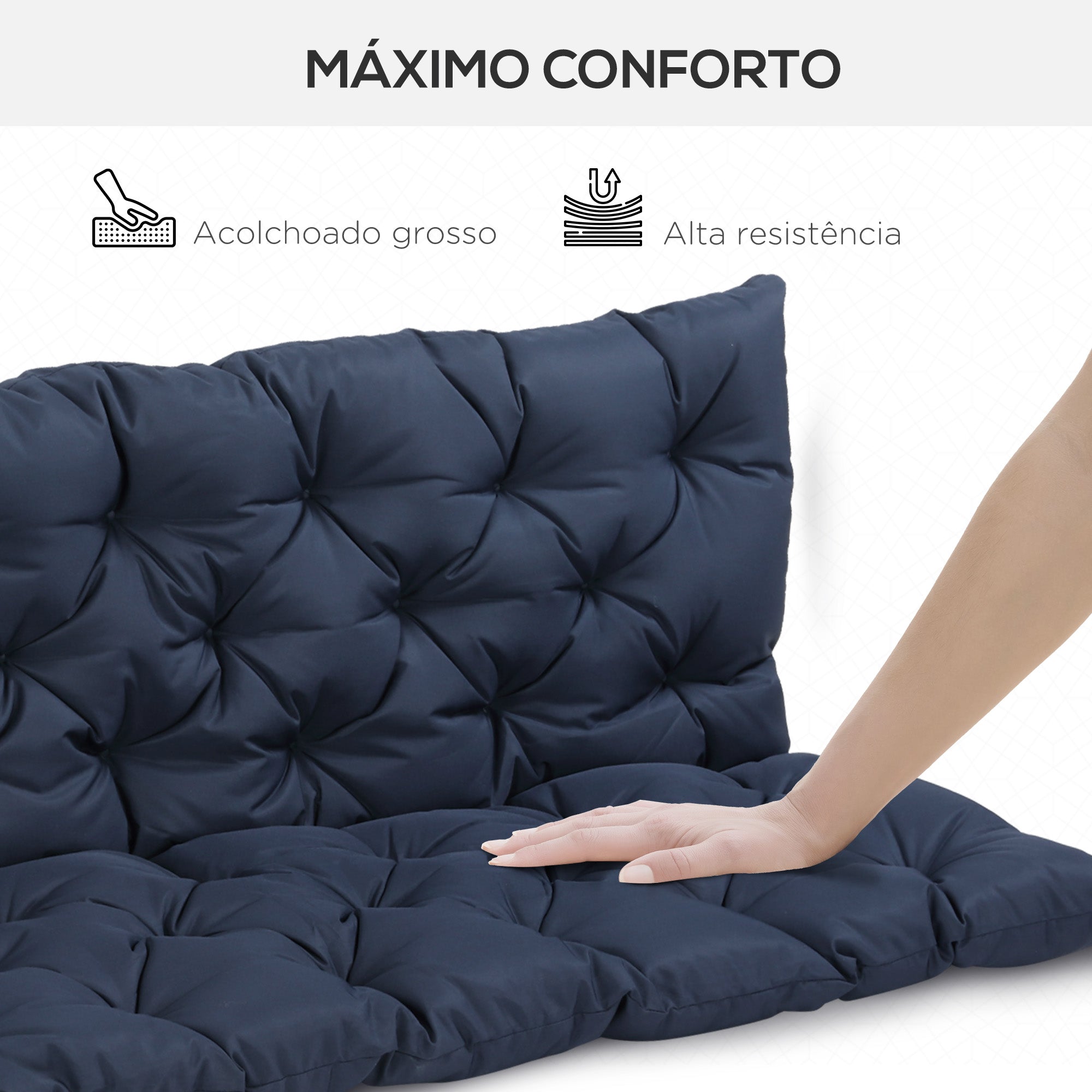 Almofada para Banco 150x98x8cm Azul Marrinho