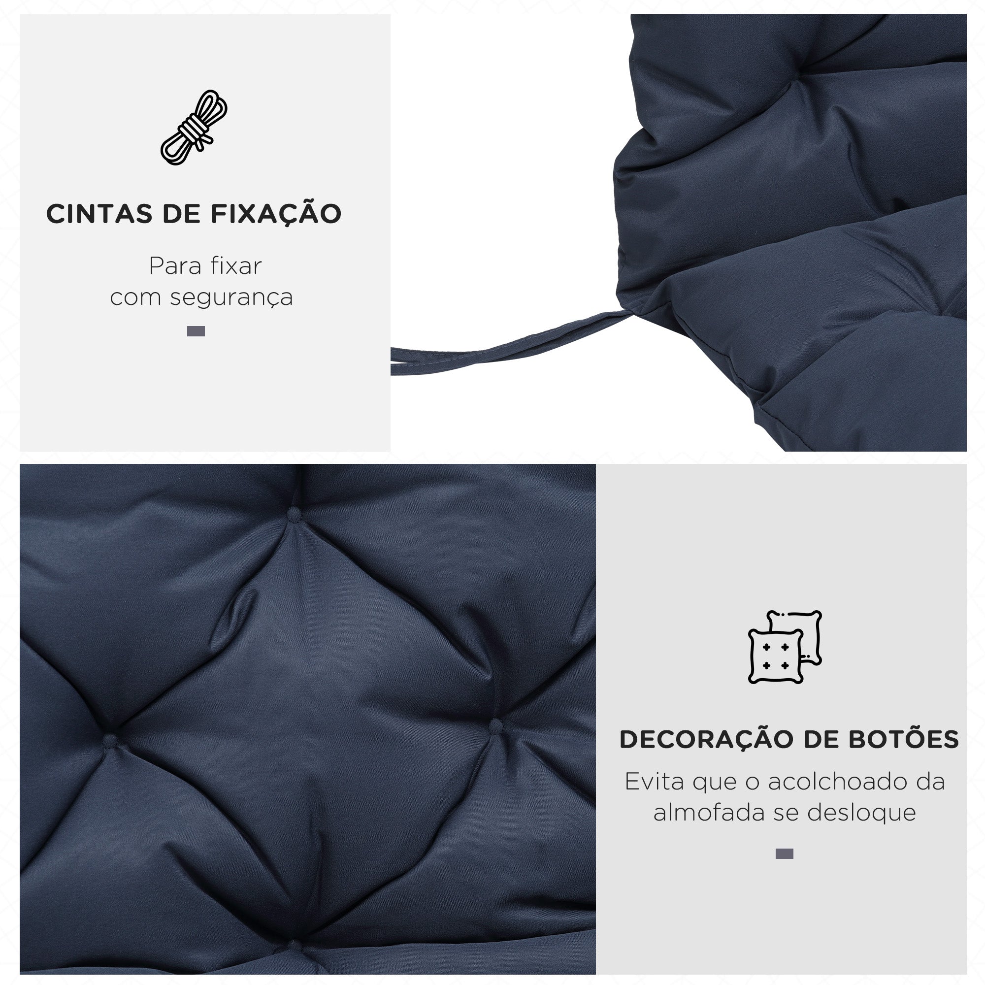 Almofada para Banco 150x98x8cm Azul Marrinho