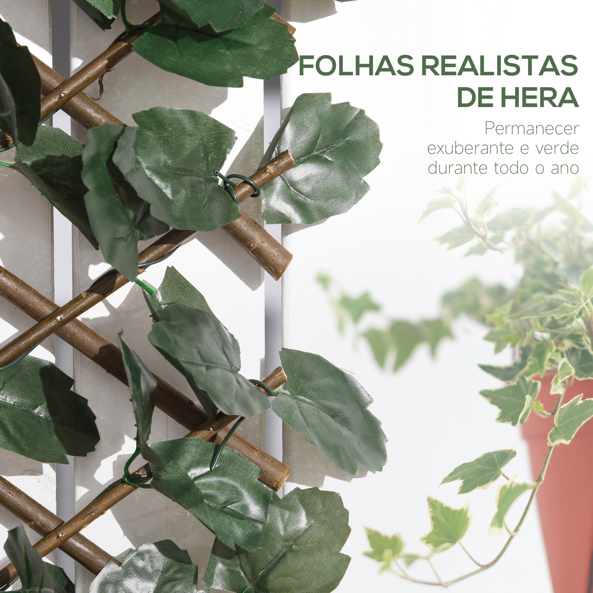 Vedação com Treliça Expansível 295x70 cm Verde e Madeira