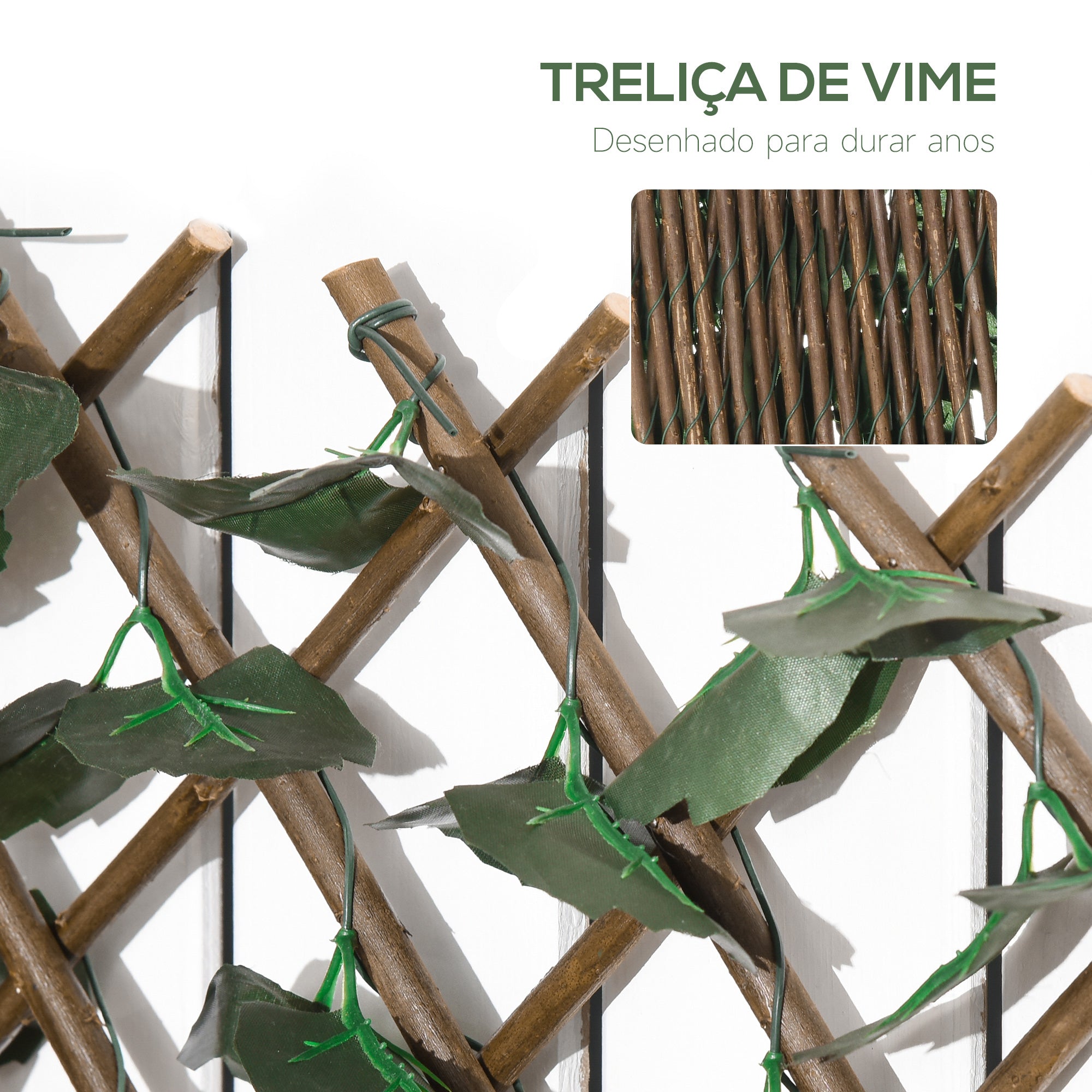 Vedação com Treliça Expansível 295x70 cm Verde e Madeira