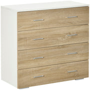 Cómoda Moderna com 4 Gavetas 76x35x72cm - Cor Carvalho e Branco
