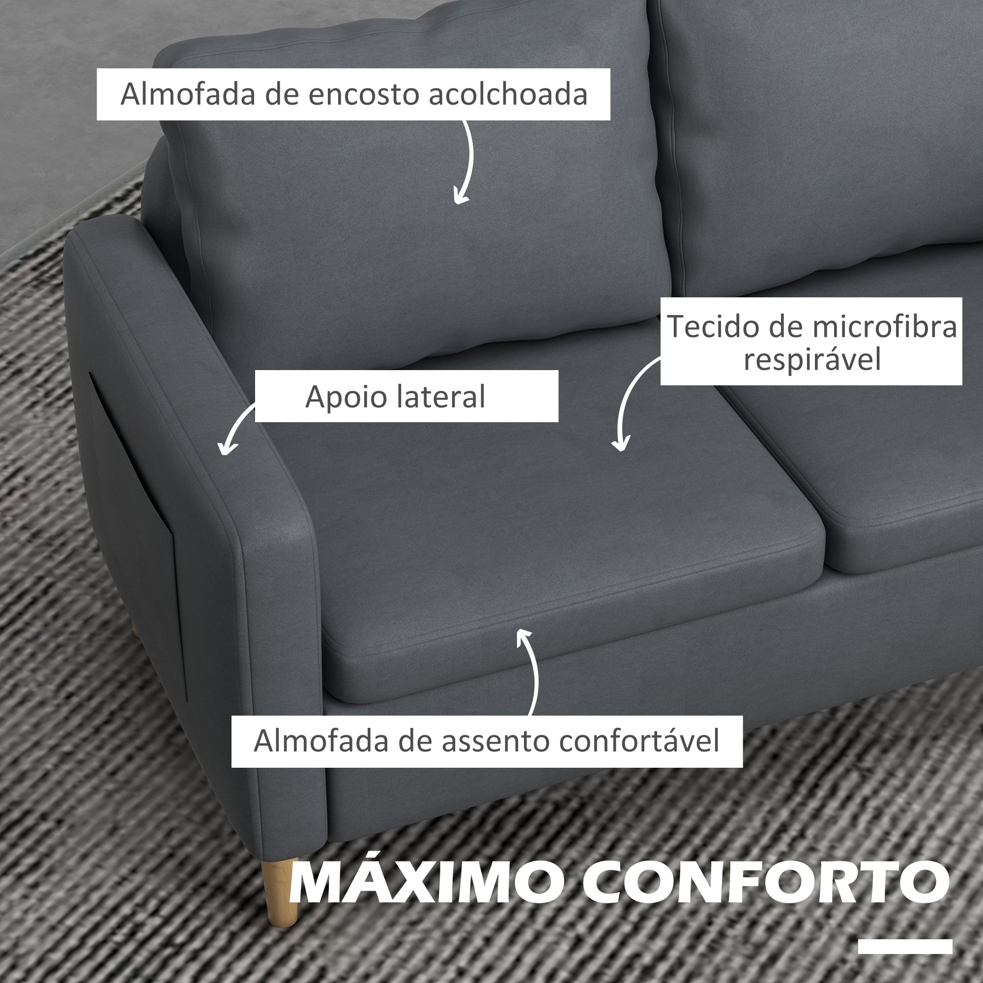 Sofá de 2 Lugares Cinza 143x76x83 cm - Conforto e Elegância para a sua Sala