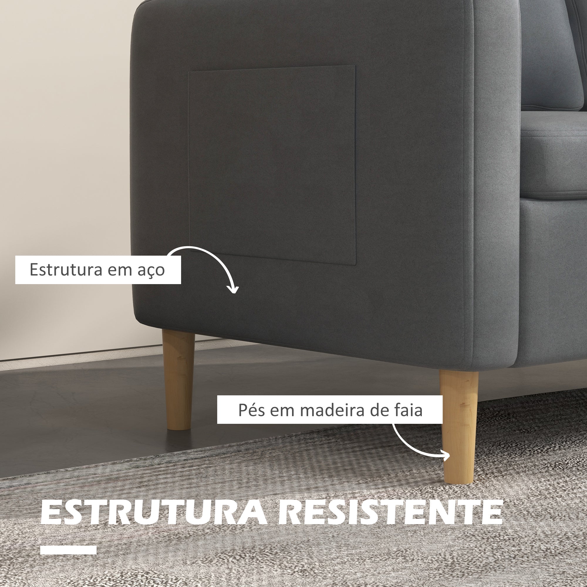 Sofá de 2 Lugares Cinza 143x76x83 cm - Conforto e Elegância para a sua Sala