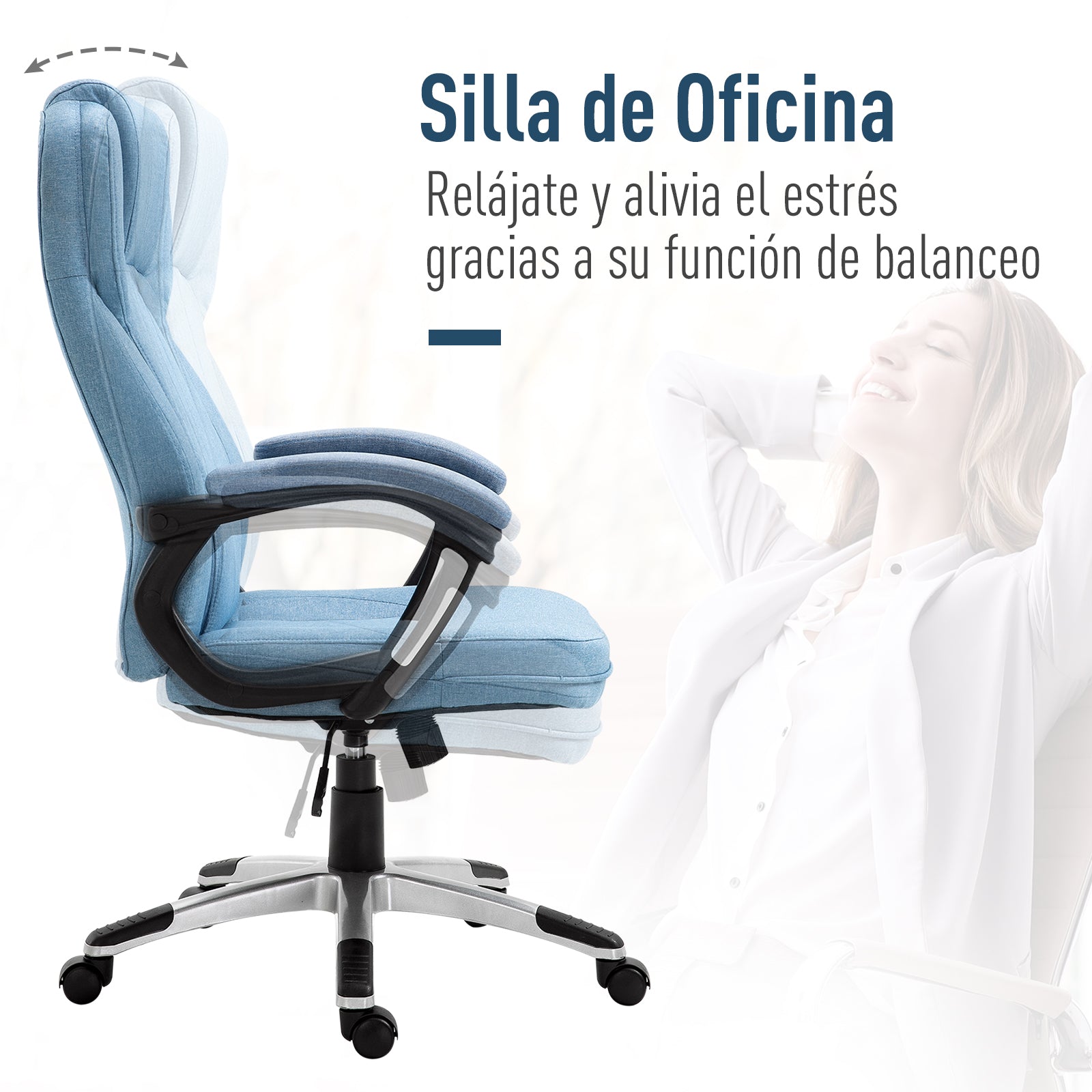 Cadeira de Escritório Ergonômica Azul Claro 66x75x120cm