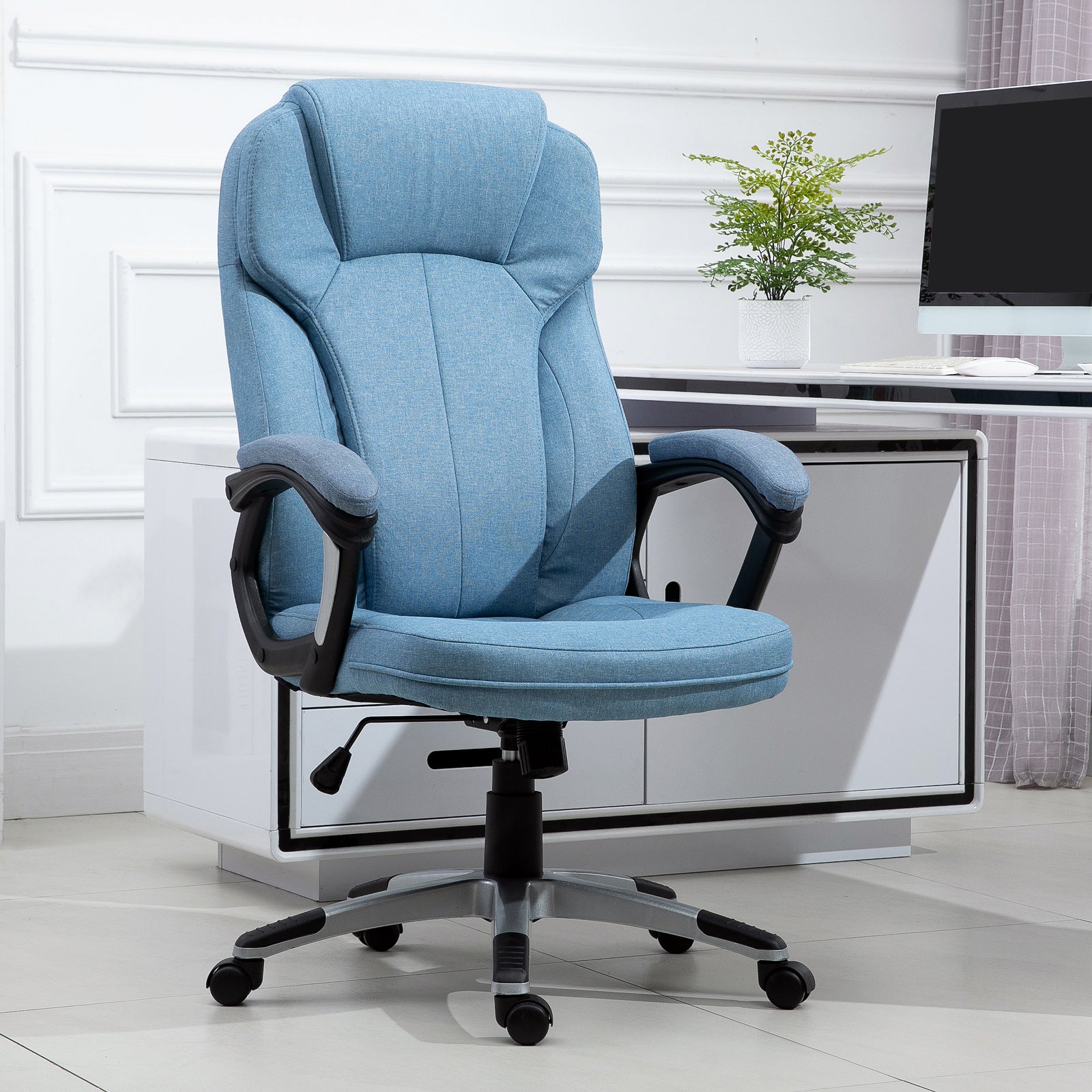 Cadeira de Escritório Ergonômica Azul Claro 66x75x120cm