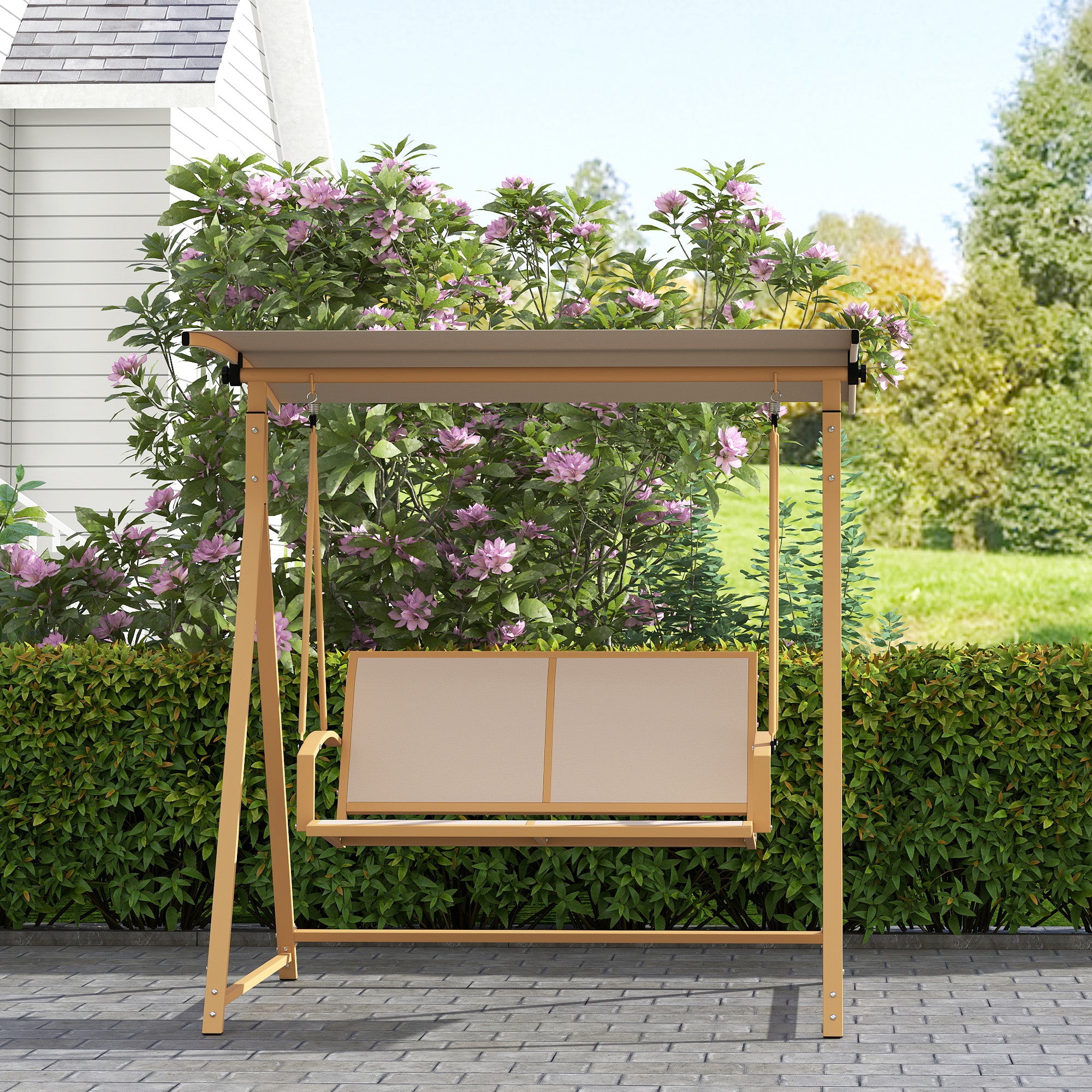 Baloiço de Jardim 2 Lugares Cáqui 160x112x162 cm