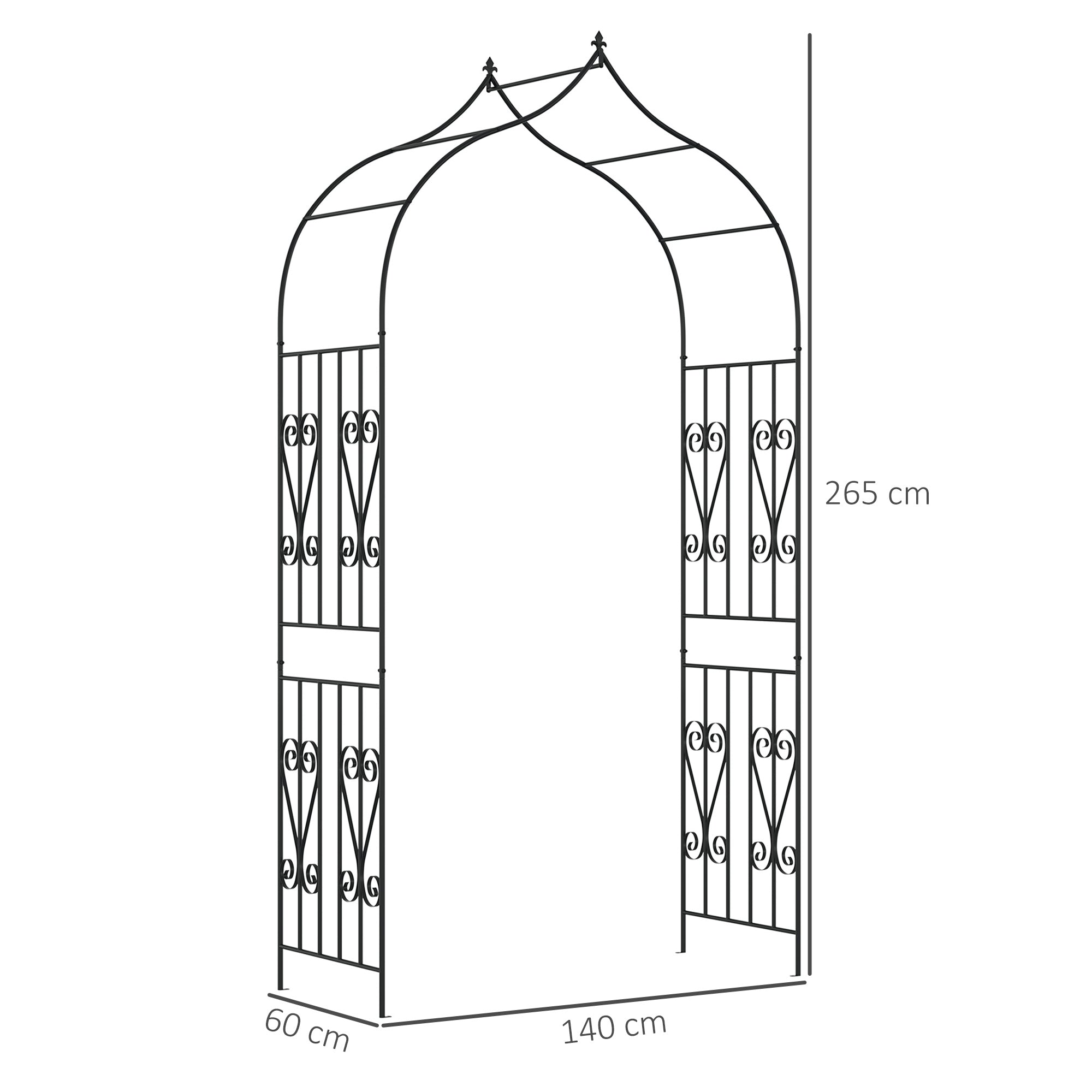 Arco de Jardim para Plantas Trepadeiras 140x60x265 cm - Cor Preto