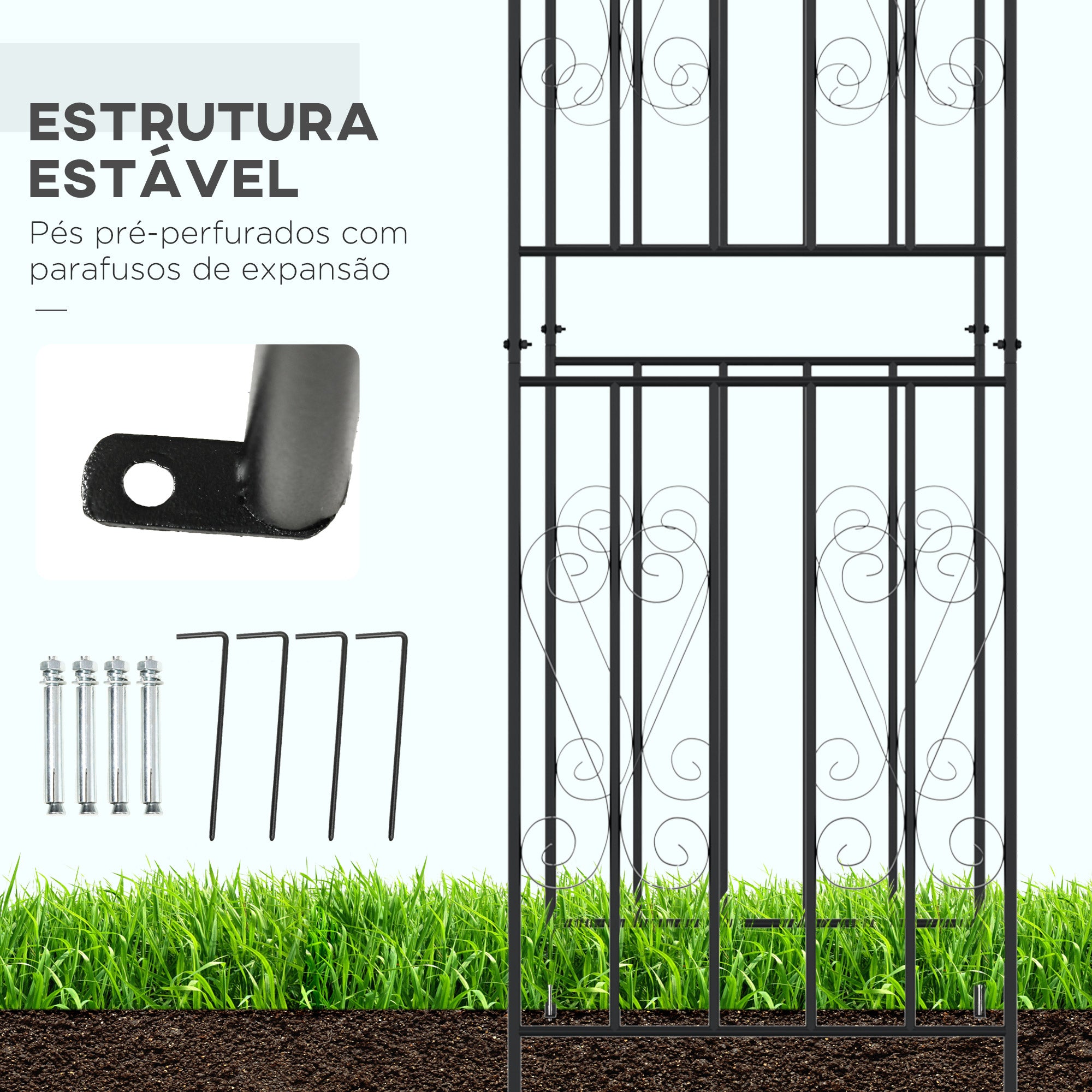 Arco de Jardim para Plantas Trepadeiras 140x60x265 cm - Cor Preto