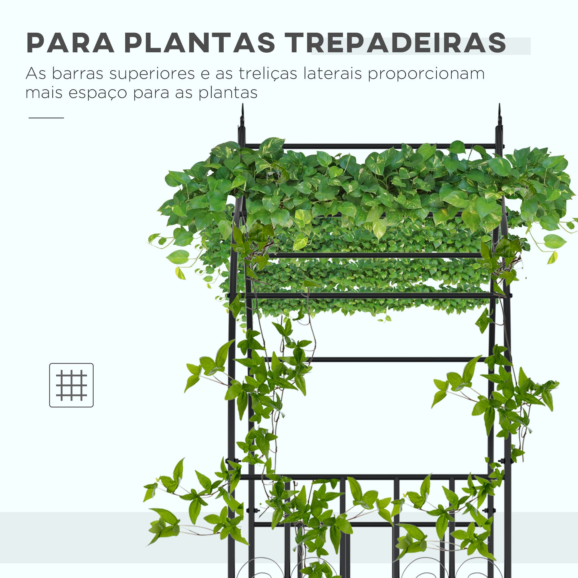 Arco de Jardim para Plantas Trepadeiras 140x60x265 cm - Cor Preto