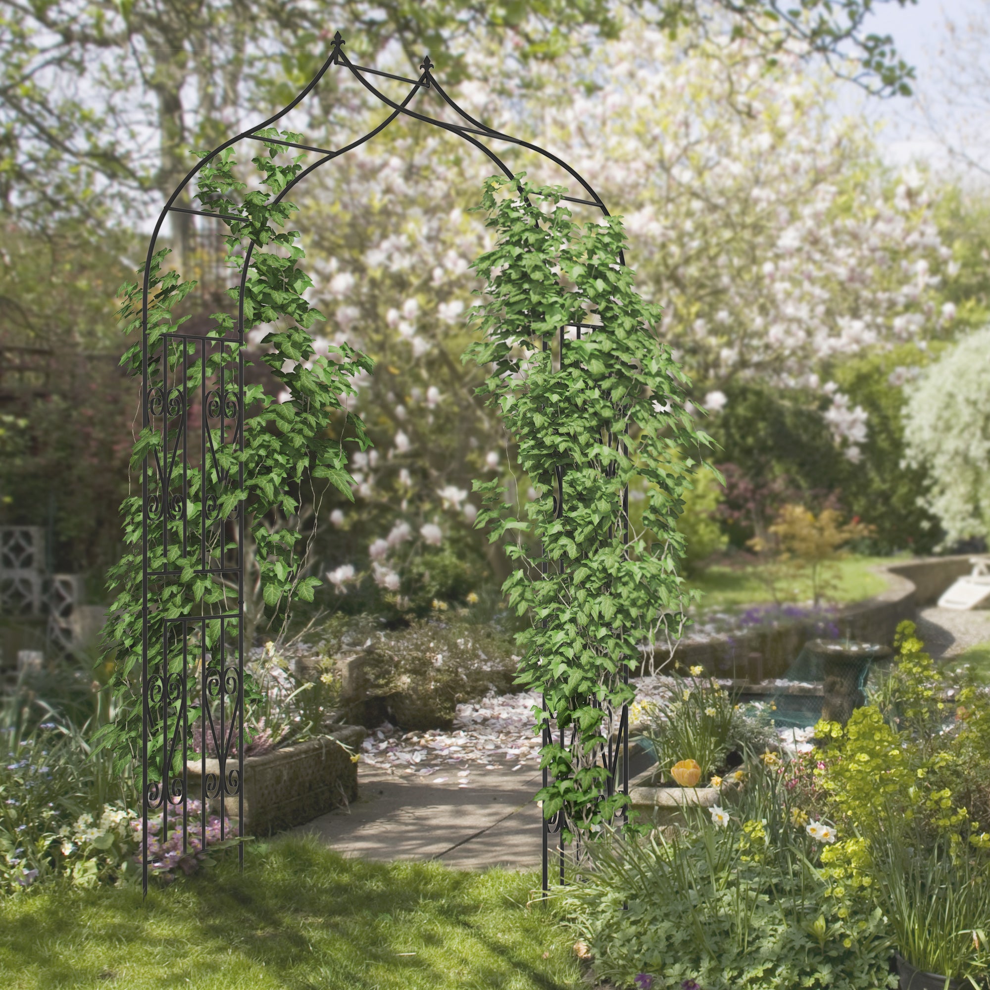 Arco de Jardim para Plantas Trepadeiras 140x60x265 cm - Cor Preto