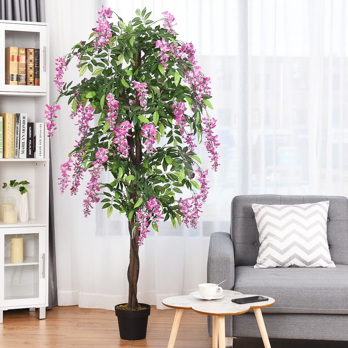 Orquídea Artificial – 180 cm – Rosa – Tecido de poliéster e plástico
