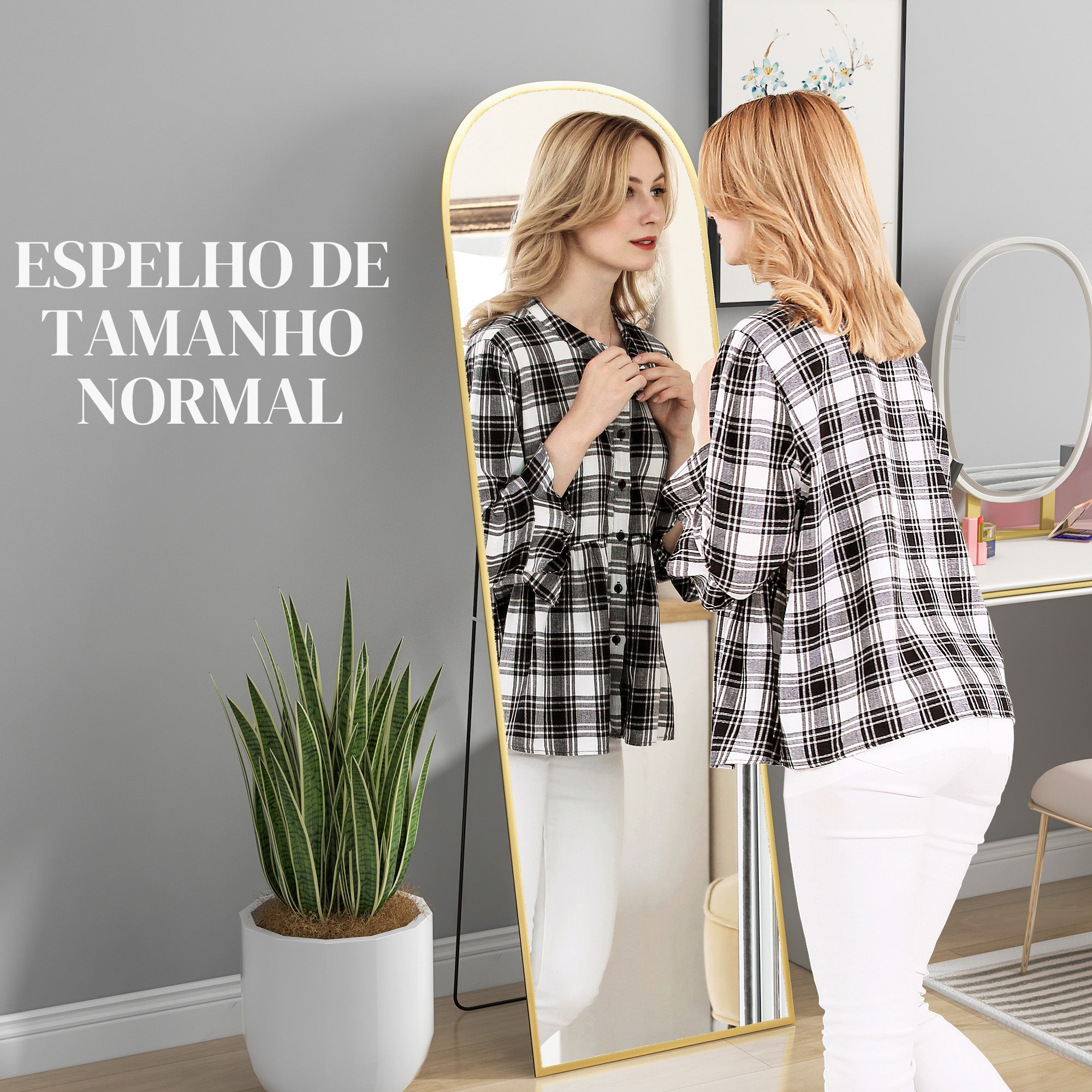 Espelho de Pé Corpo Inteiro 50x170 cm Ouro