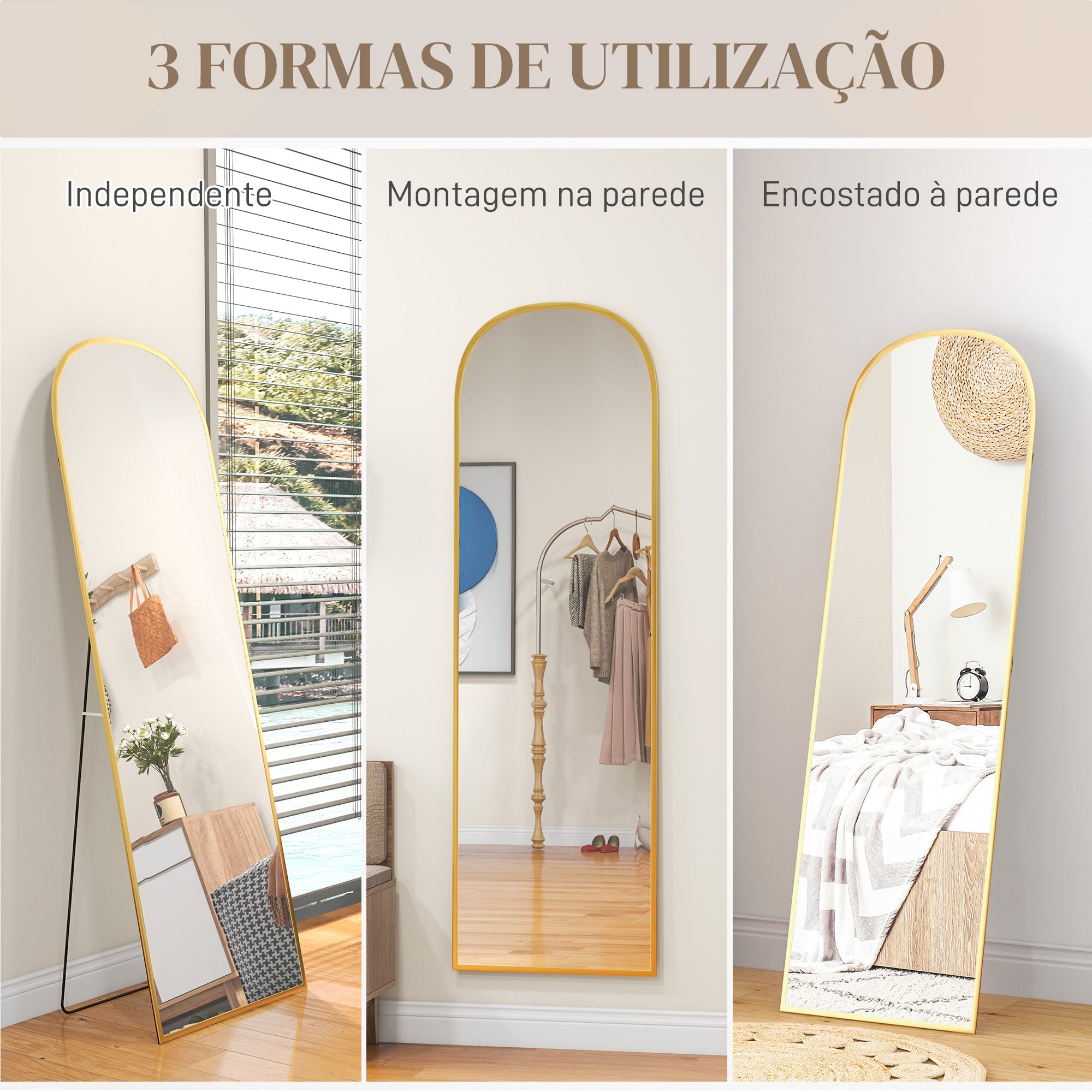 Espelho de Pé Corpo Inteiro 50x170 cm Ouro