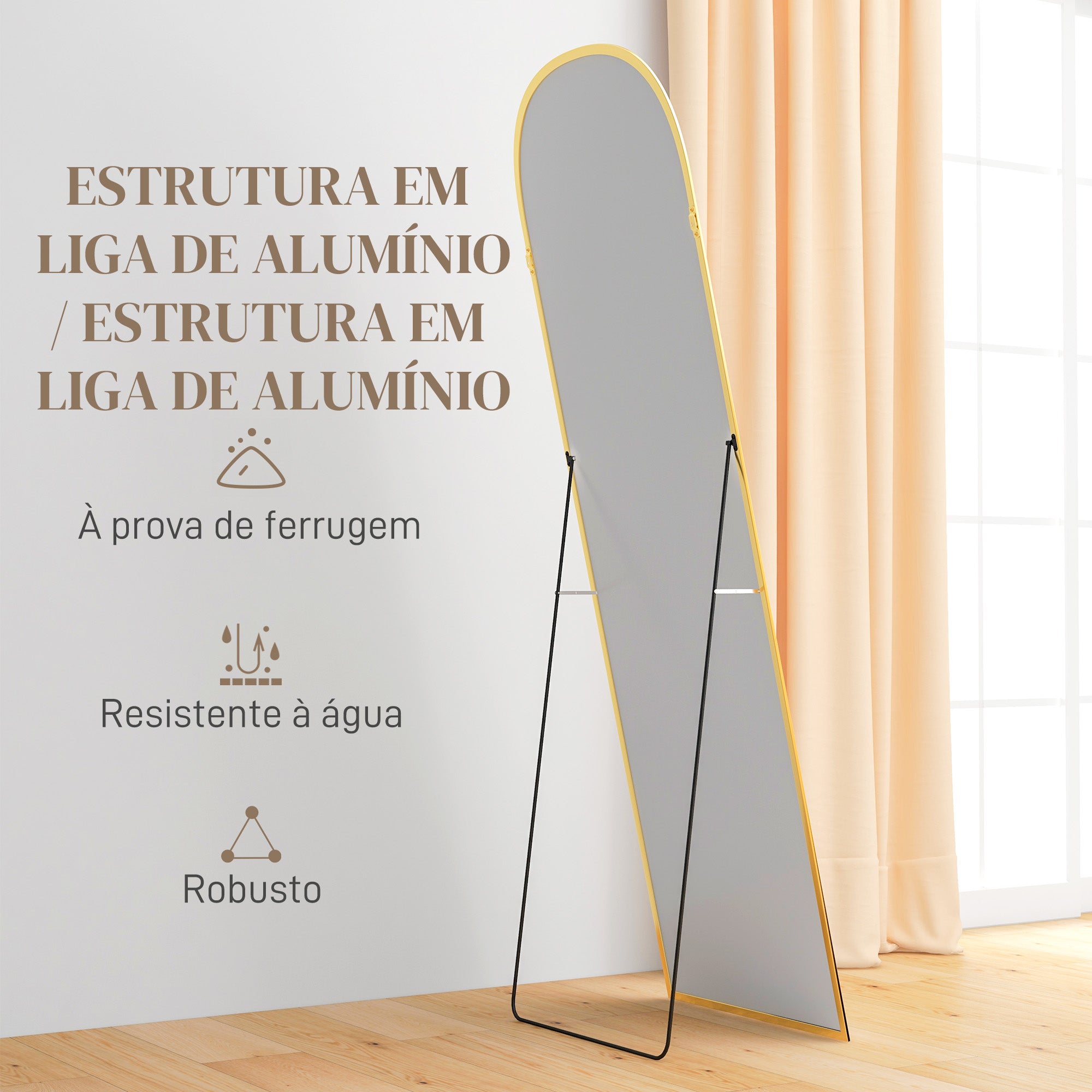 Espelho de Pé Corpo Inteiro 50x170 cm Ouro