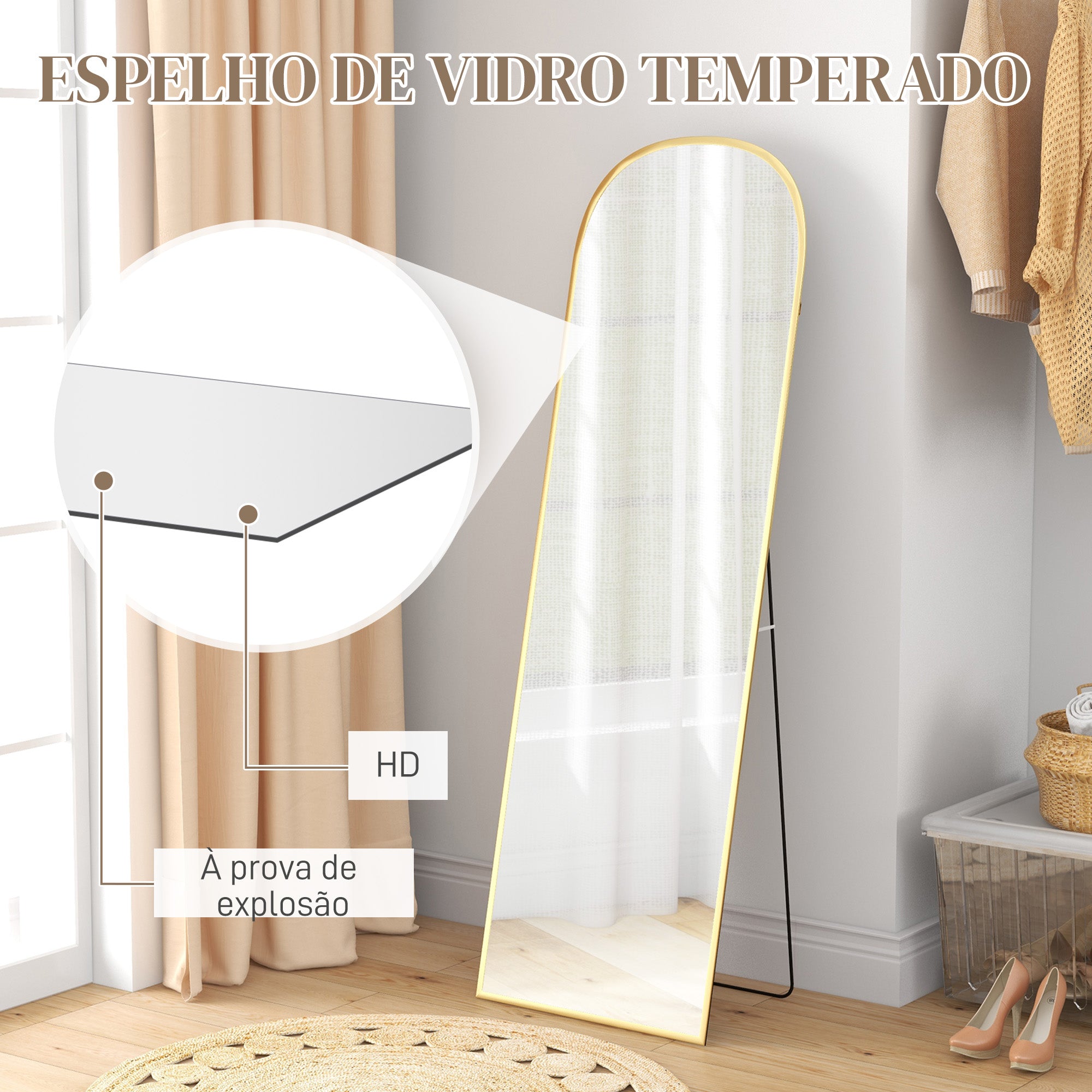 Espelho de Pé Corpo Inteiro 50x170 cm Ouro
