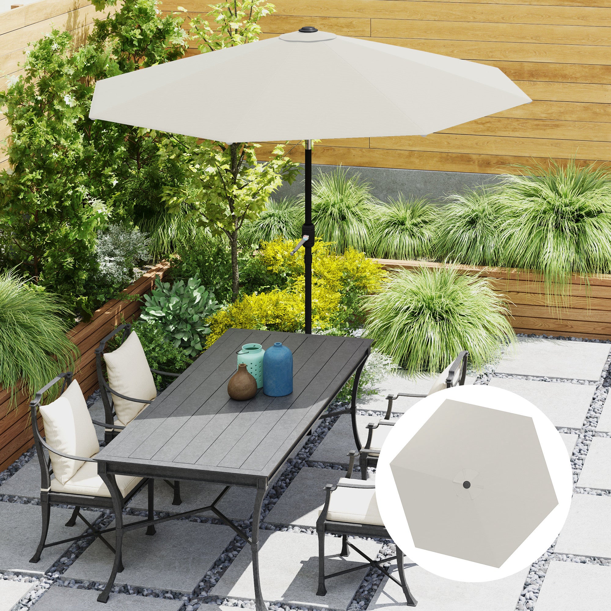 Toldo de Substituição Creme Ø300 cm para Chapéu de Sol com Ventilação Superior