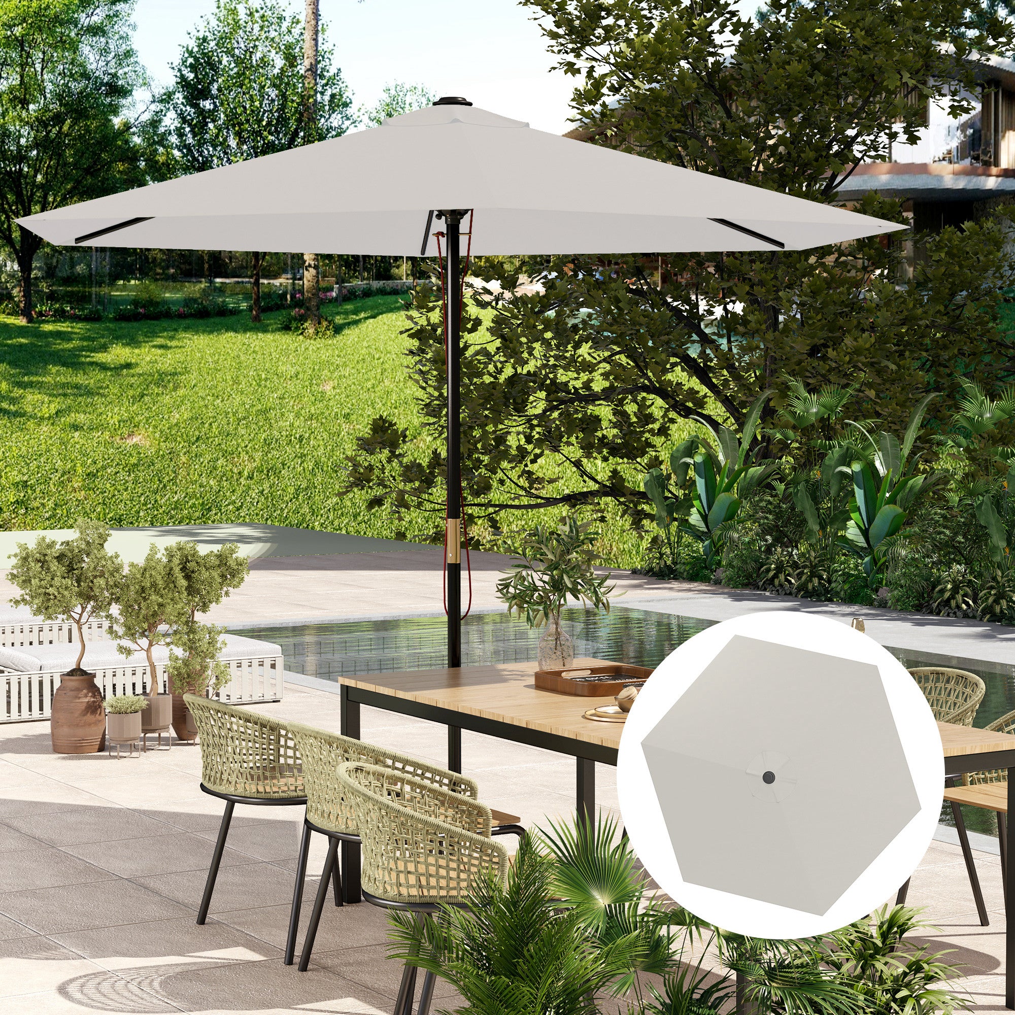 Toldo de Substituição Creme Ø300 cm para Chapéu de Sol com Ventilação Superior